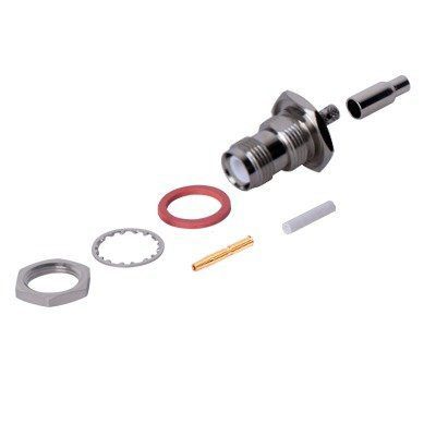 Conector TNC Hembra de montaje en Chasis tipo D Plano y anillo plegable para RG-174/U, 8216. RFT-1212-B - RF INDUSTRIES,LTD