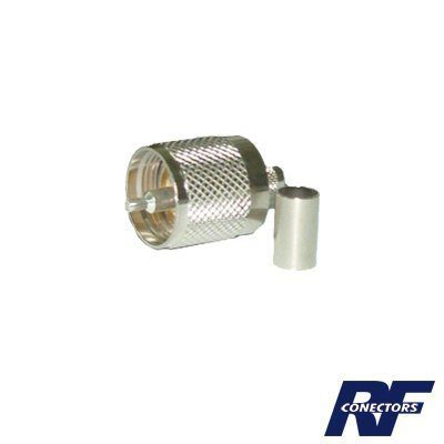 Conector UHF Macho (PL-259) de Anillo Plegable para Cable Coaxial RG-8/X, 9258, LMR-240,  Níquel/ Plata/ Baquelita. RFU-508-X - RF INDUSTRIES,LTD