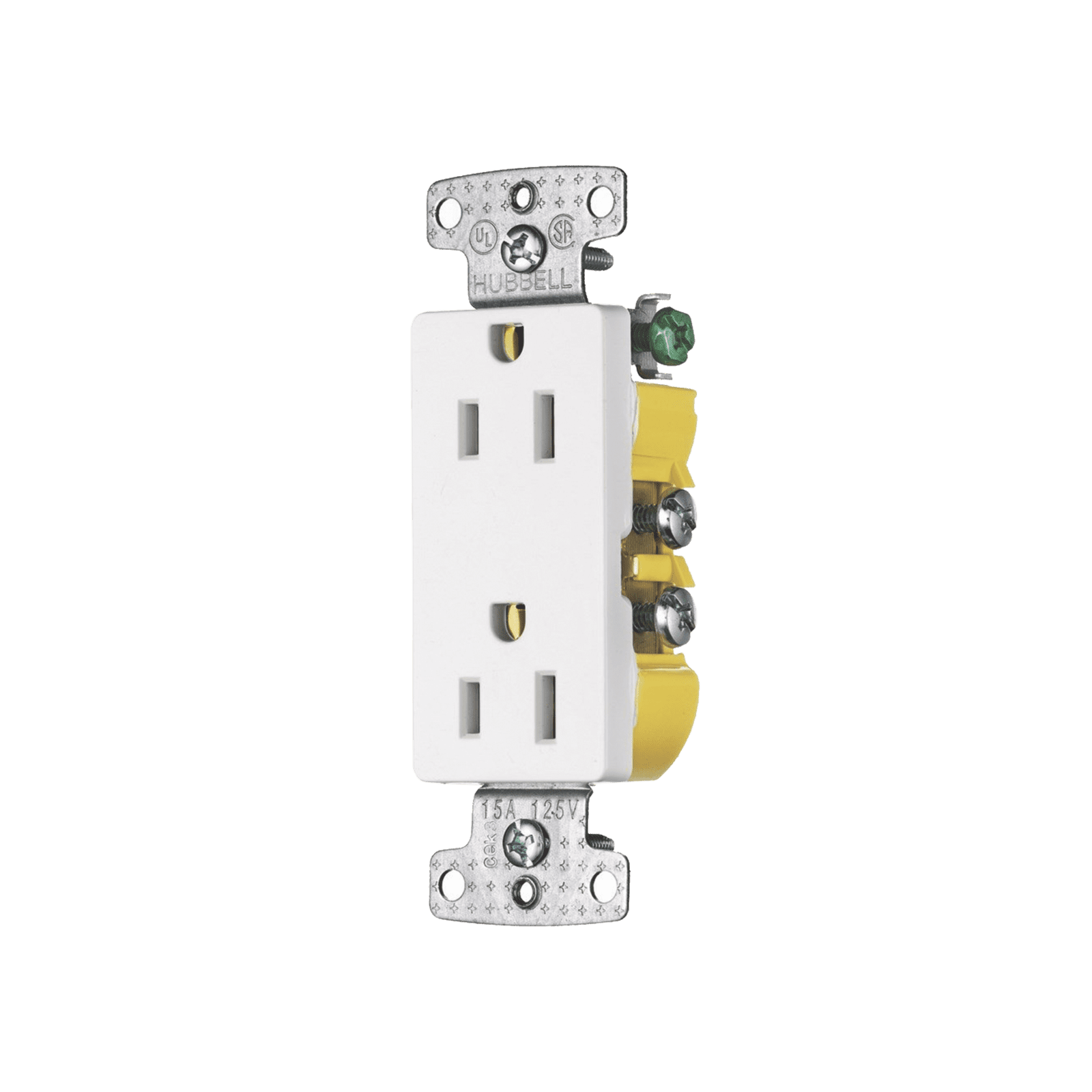 Contacto Duplex Decorador 15A 125V, 2 Polos, 3 Hilos, Color  Blanco (Nema5-15R). HUB-RRD15W - HUBBELL