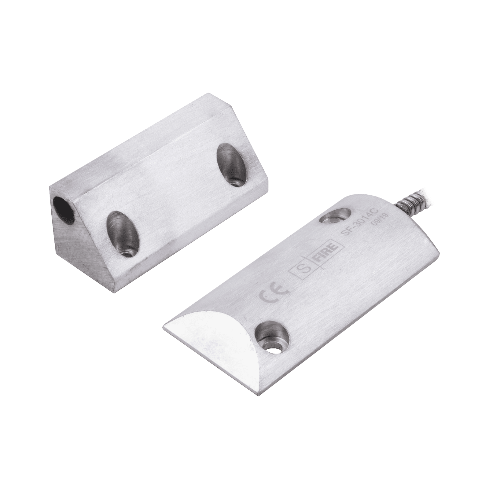 Contacto Magnético para Piso, Salida Dual NC/NA, GAP 65mm, Cubierta de Aluminio con 55cm de Cable Blindado SF-3014-C - SFIRE