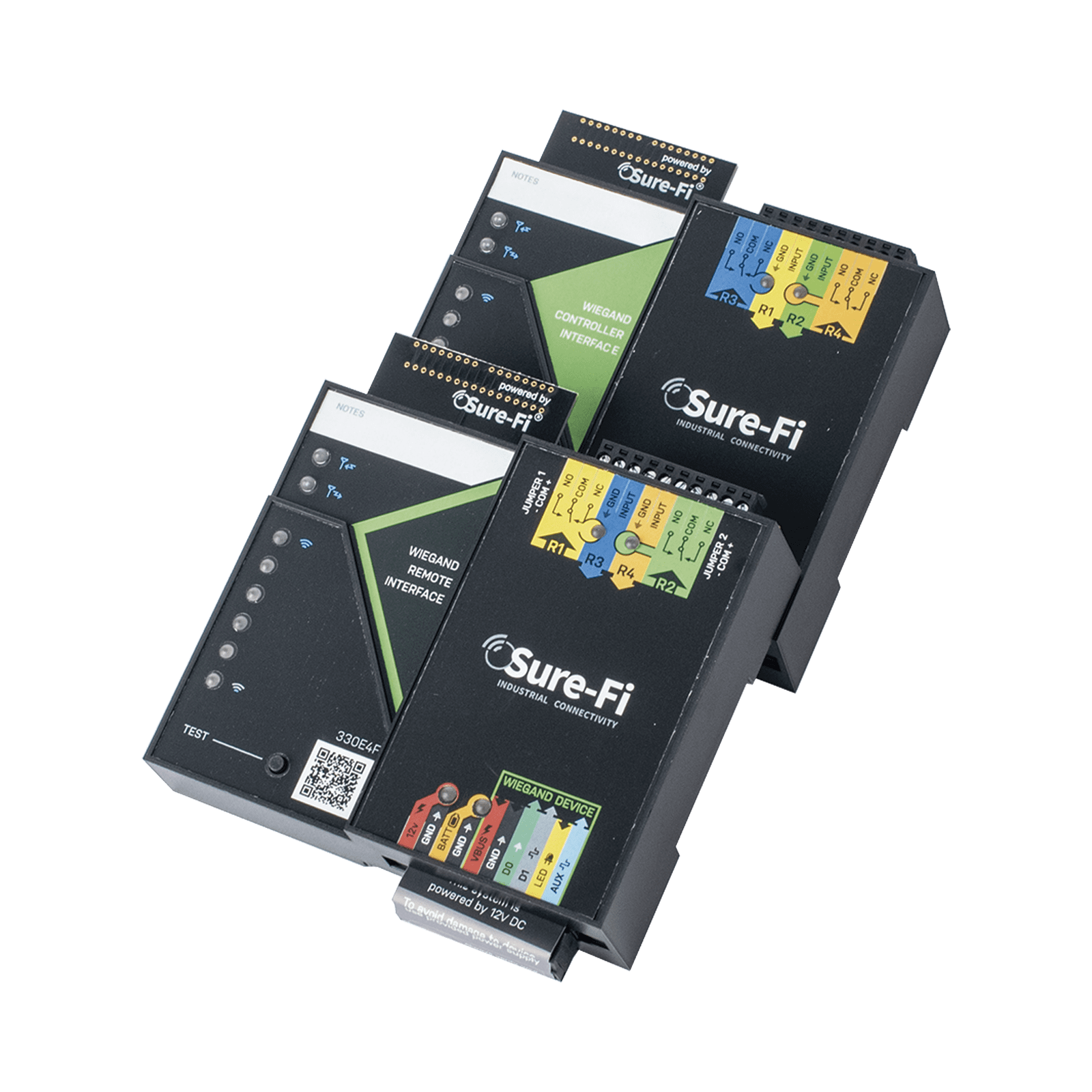 Convertidor de lectora para control de acceso (cableado a inalámbrico) / 1 Wiegand / 2 Relevadores / 2 Entradas / Atraviesa hasta 1.6 KM En Construcción o Material SFKDS004WIEGAND - Sure-Fi