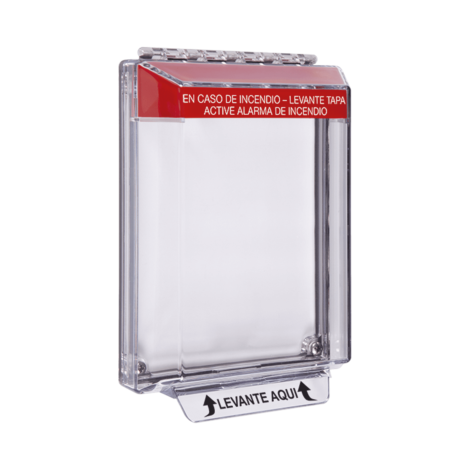 Cubierta Universal Transparente, de Bajo Perfil, Texto de Incendio en Español, Notificación Audible y Visible STI-14020FR-ES - STI