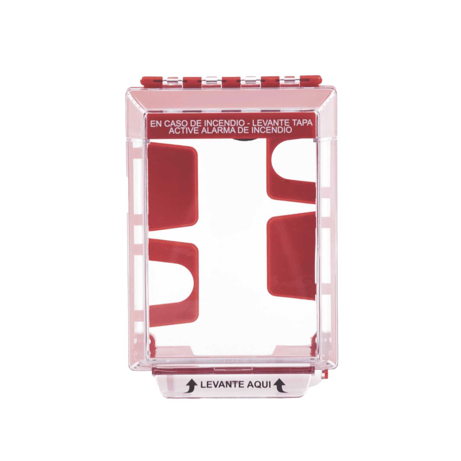 Cubierta Universal Transparente, de Bajo Perfil, con Espaciador, Texto de Incendio en Español, Notificación Audible y Visible STI-14220FR-ES - STI