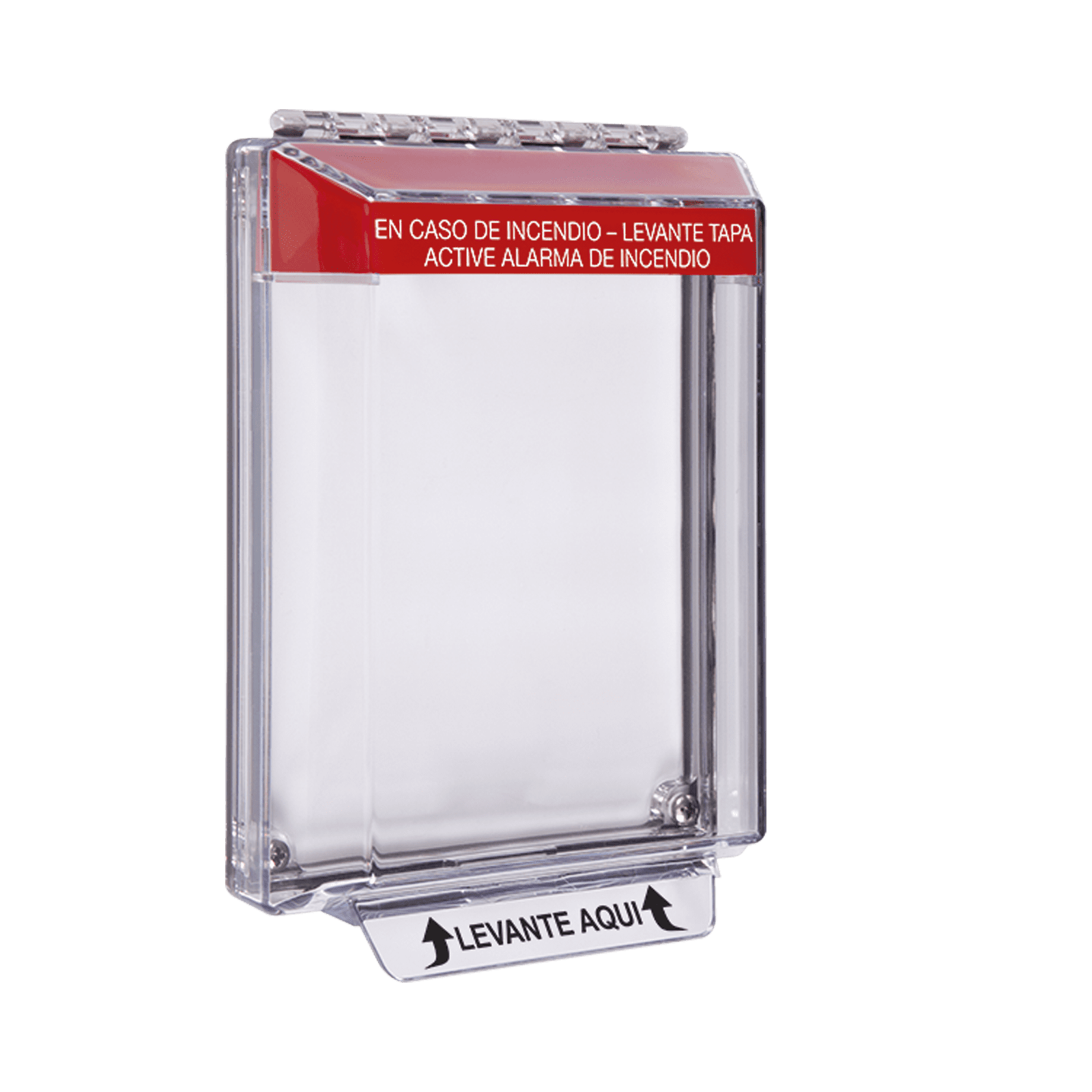 Cubierta Universal Transparente de Bajo Perfil y Texto de Incendio en Español STI-14010FR-ES - STI