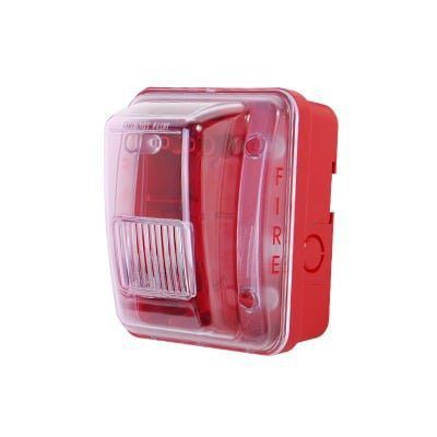 Cubierta para instalar sirenas estrobo en exterior compatible con estrobos sirenas Hochiki color rojo HGOE-R - HOCHIKI