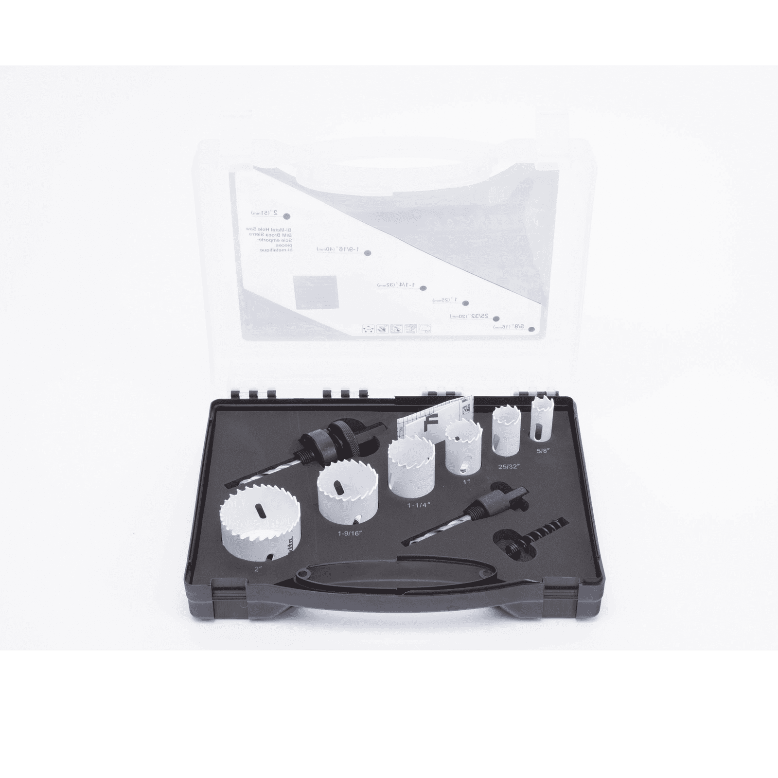 Kit de broca sierras (3/4 – 2 1/4 in) incluye 6 piezas de broca sierras, 2 adaptadores y resorte de expulsión. D-21870 - MAKITA