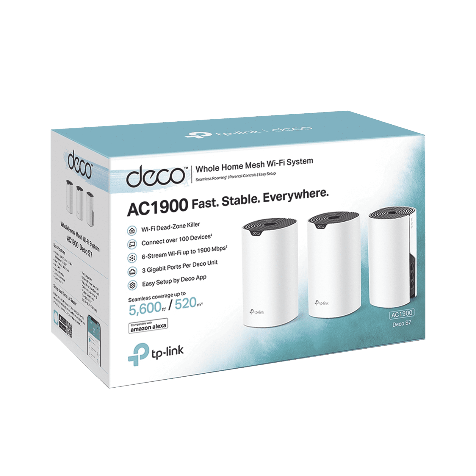 Kit 3 Routers Inalámbricos MESH Interior para Hogar / Doble Banda Wi-Fi 5 AC1900 Mbps / 3 Puerto Gigabit WAN/LAN / 3 Antenas Internas / Administración Mediante la App Deco (iOS, Android) DECOS7-3PACK - TP-LINK