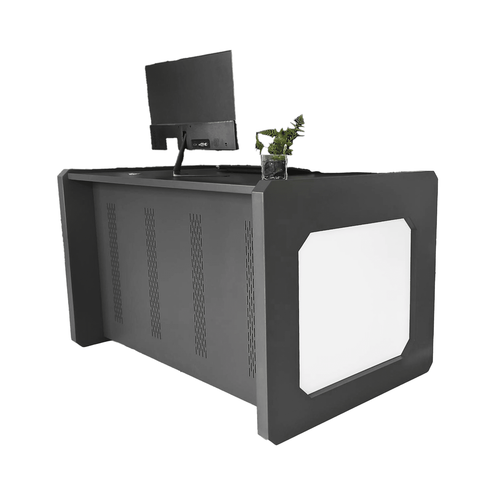 Escritorio Estación Mobiliaria Profesional de Monitoreo y Control / Videovigilancia / Acceso / Alarmas / Etc… / Metálica / Color Gris Oxford DESK01/B - EPCOM INDUSTRIAL