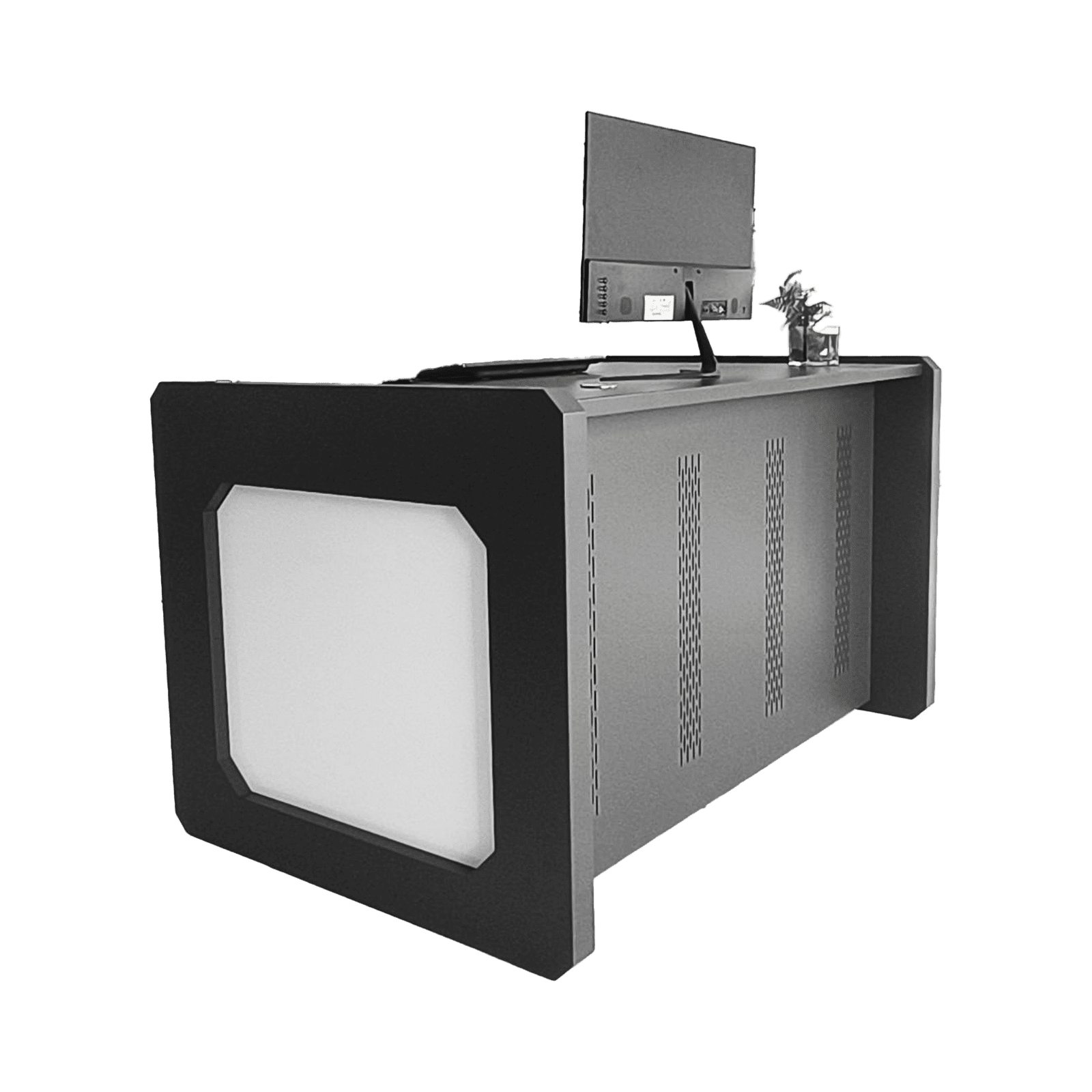 Escritorio Estación Mobiliaria Profesional de Monitoreo y Control / Videovigilancia / Acceso / Alarmas / Etc… / Metálica / Color Gris Oxford DESK01/B - EPCOM INDUSTRIAL