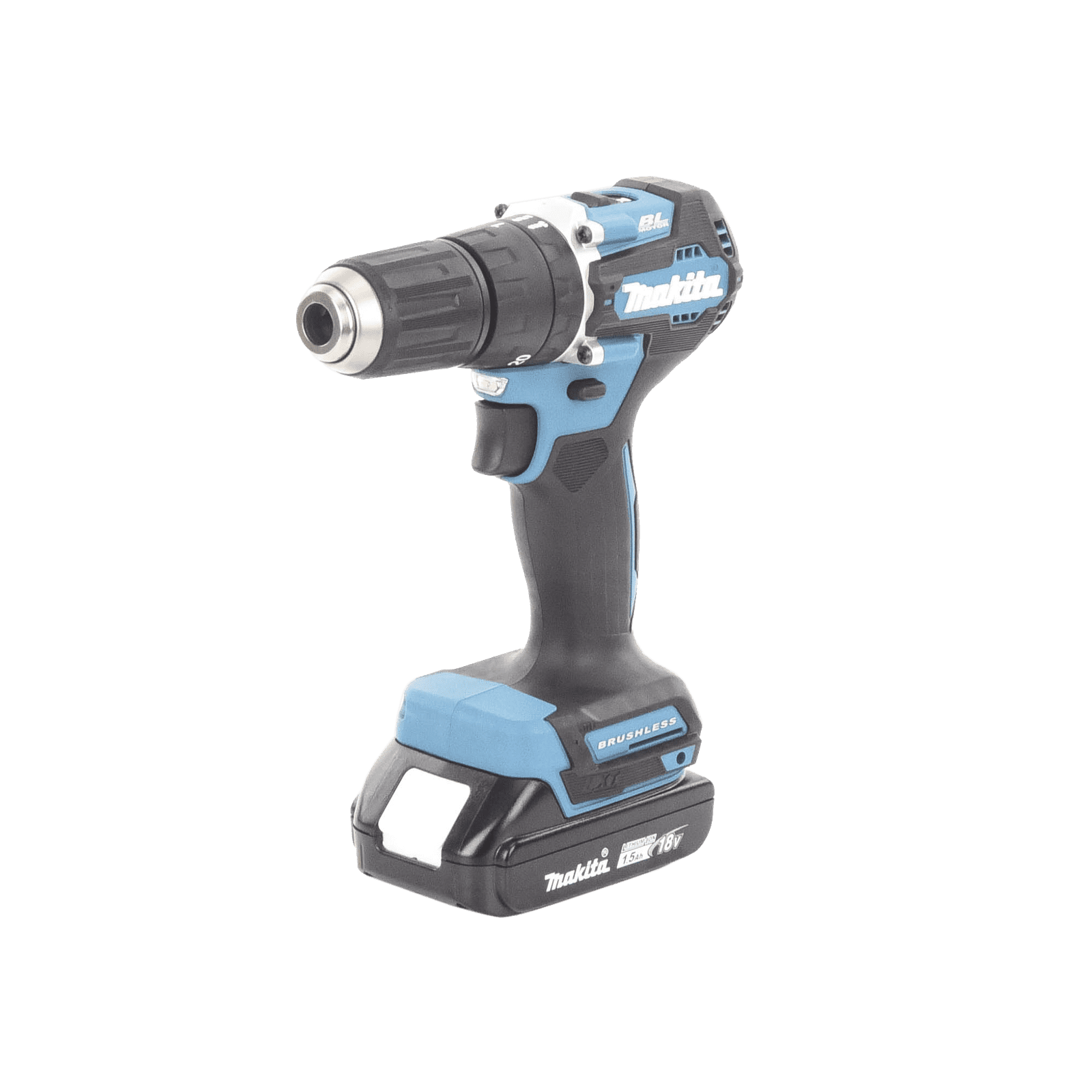 Rotomartillo/Taladro Inalámbrico SIN CARBONES, Broquero de 1/2″, 1,700 RPM, 18Vâ??, Torque: 42 N.m C/2 Bat. (1.5Ah) y Cargador. DHP487SYX2 - MAKITA