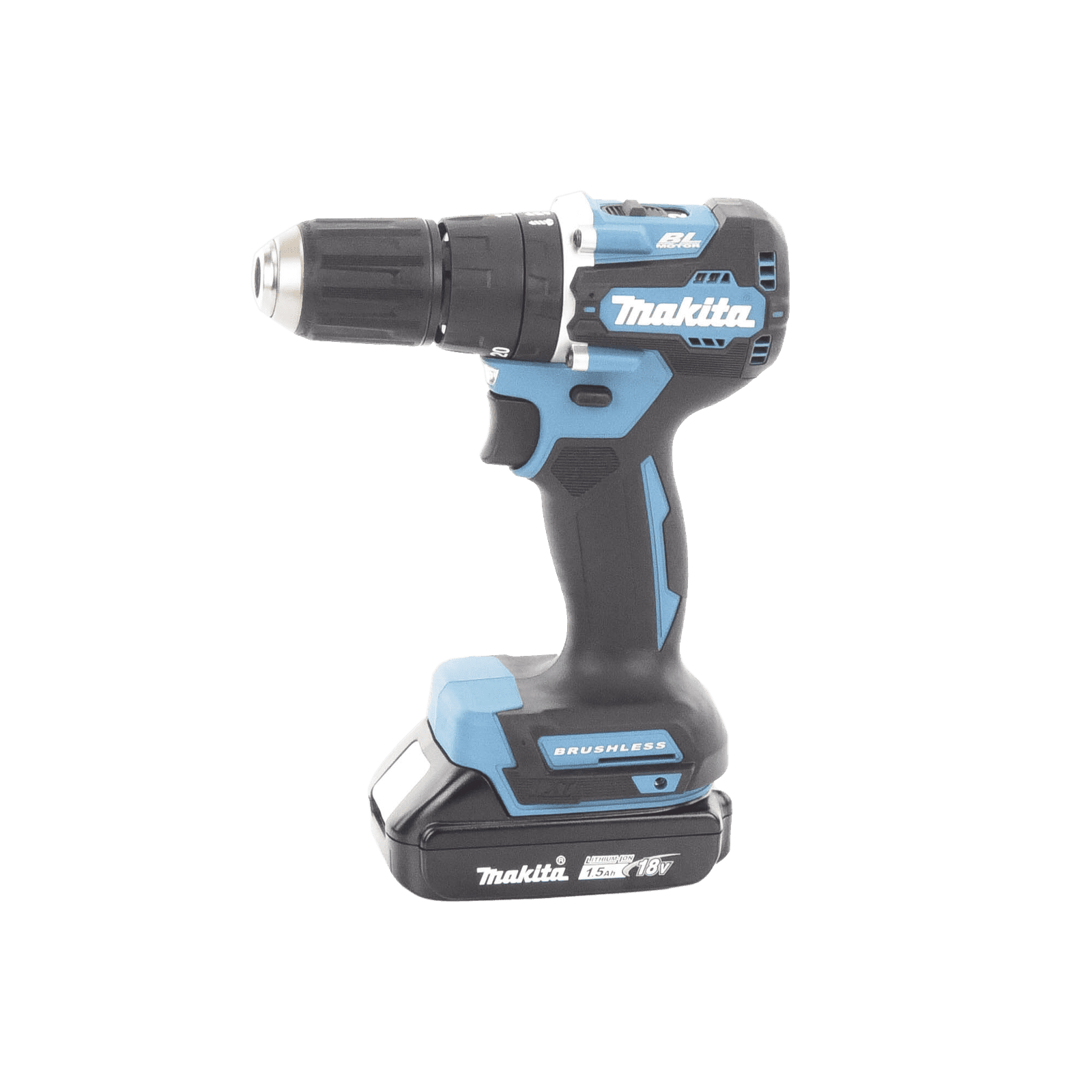 Rotomartillo/Taladro Inalámbrico SIN CARBONES, Broquero de 1/2″, 1,700 RPM, 18Vâ??, Torque: 42 N.m C/2 Bat. (1.5Ah) y Cargador. DHP487SYX2 - MAKITA
