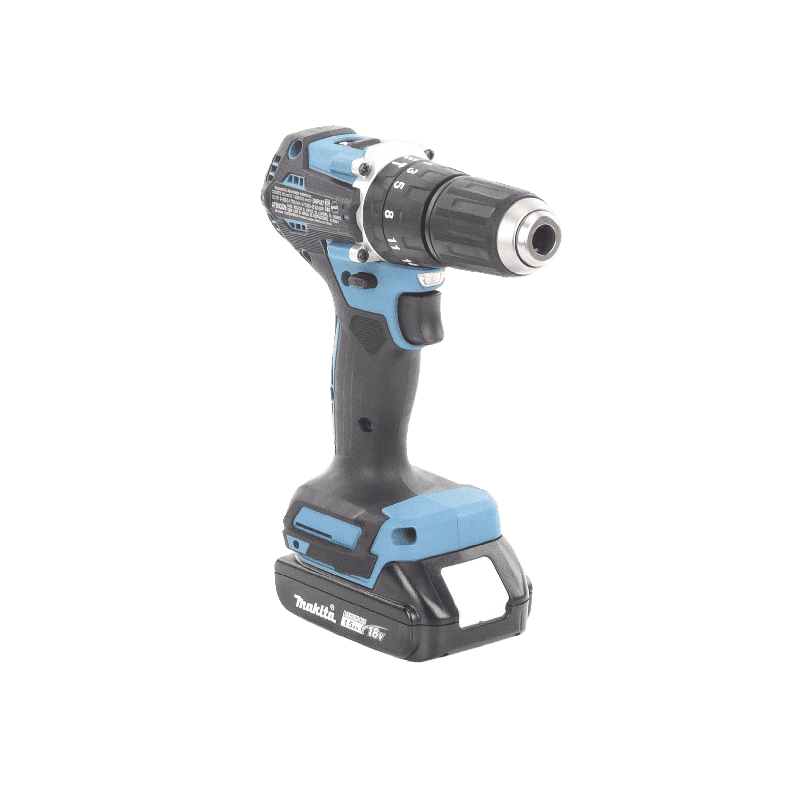 Rotomartillo/Taladro Inalámbrico SIN CARBONES, Broquero de 1/2″, 1,700 RPM, 18Vâ??, Torque: 42 N.m C/2 Bat. (1.5Ah) y Cargador. DHP487SYX2 - MAKITA