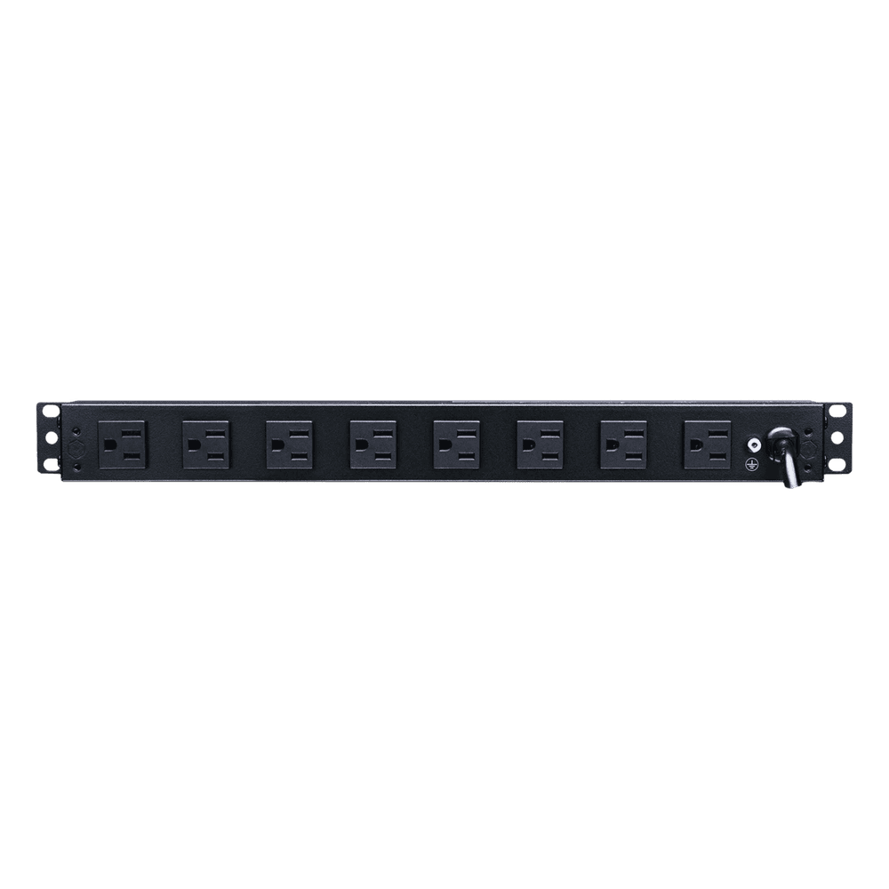 PDU Básico de Montaje en Rack, Con 10 Salidas NEMA 5-15R y Protección Contra Sobretensiones,  Enchufe de Entrada NEMA 5-15P, de 19in, 1UR, 15 Amp, 120 Vca DP1N191015S