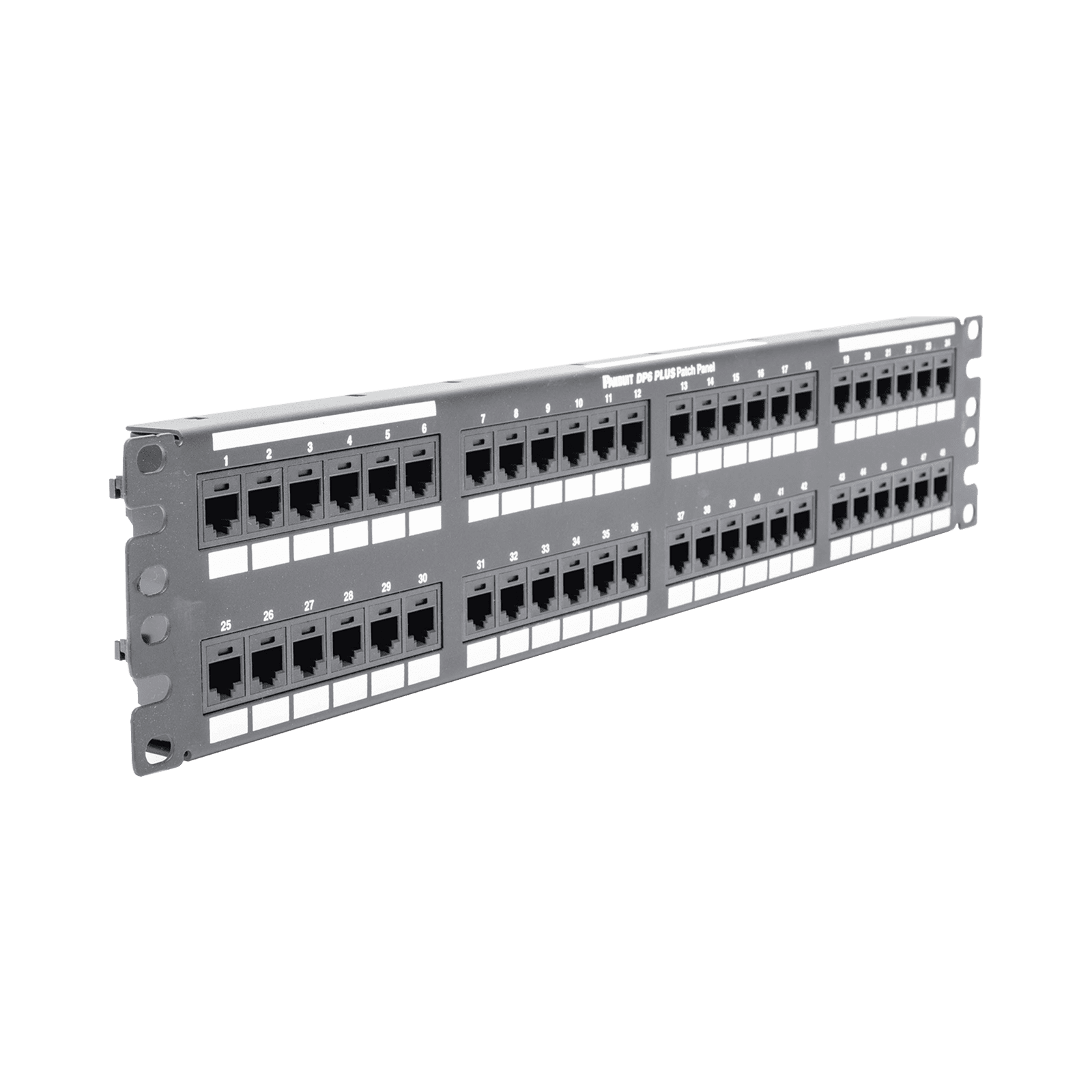 Panel de Parcheo de Impacto (110), Plano, Categoría 6, de 48 Puertos, 2UR DP48688TGY - PANDUIT