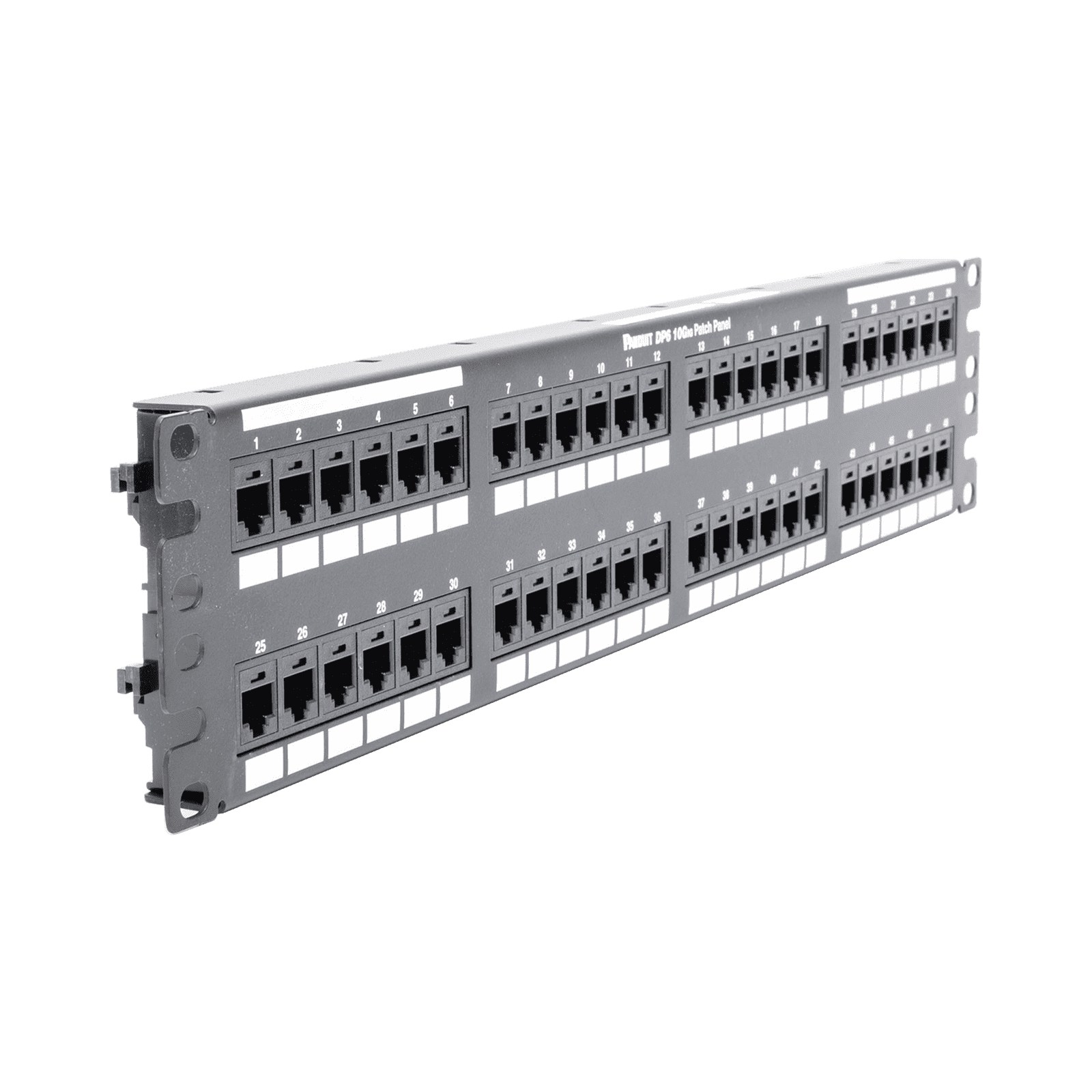 Panel de Parcheo de Impacto (110), Plano, Categoría 6A, de 48 Puertos, 2UR DP486X88TGY - PANDUIT
