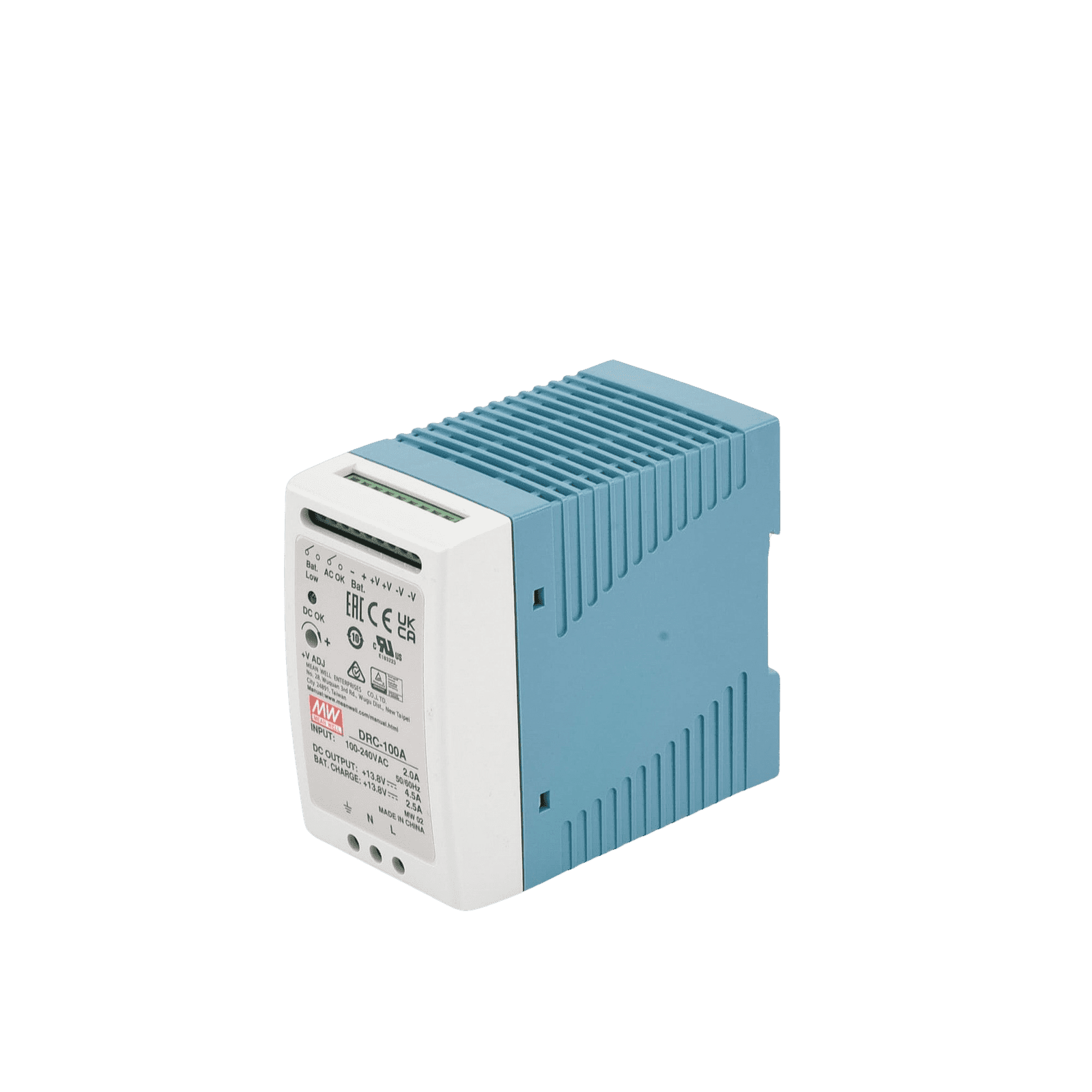 Fuente de poder Riel Din 12V, 100W con Cargador de Batería DRC-100-A - MEANWELL