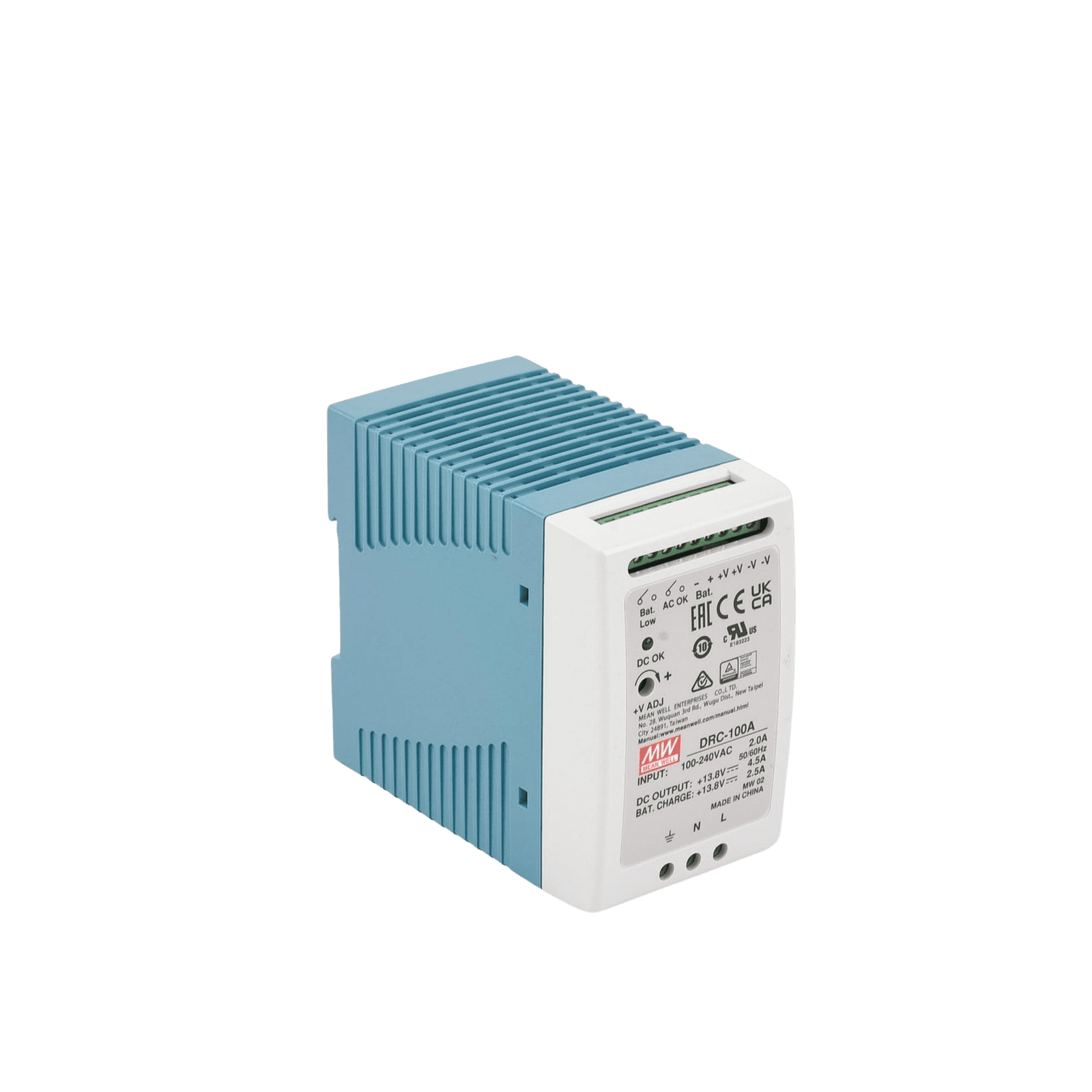 Fuente de poder Riel Din 12V, 100W con Cargador de Batería DRC-100-A - MEANWELL