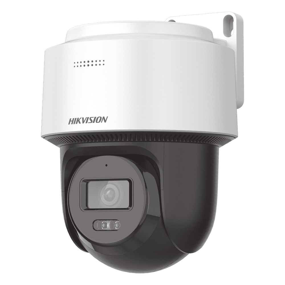 Domo PT IP 4 Megapixel / Lente 4 mm / Dual Light (30 mts IR + 30 mts Luz Blanca) / ACUSENSE / Autoseguimiento en Humanos / PoE / IP66 / Micrófono y Bocina Integrado (Audio de Dos Vías) / Micro SD / Incluye Montaje de Pared o Techo DS-2DE2C400MWG-E