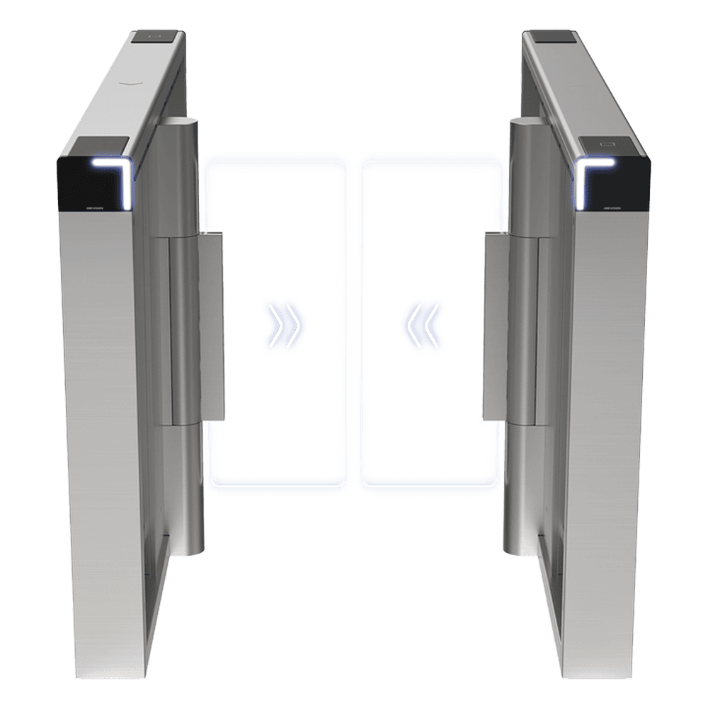 Torniquete Swing PREMIUM / Iluminación LED / 12,000,000 Ciclos MCBF / Incluye Lectores de Tarjeta y Panel de Acceso / 14 Pares de IR / Carril de 90 cms / Compatible con Reconocimiento Facial / Incluye Izquierdo y Derecho DS-K3B530X-LR/MPG-DP90