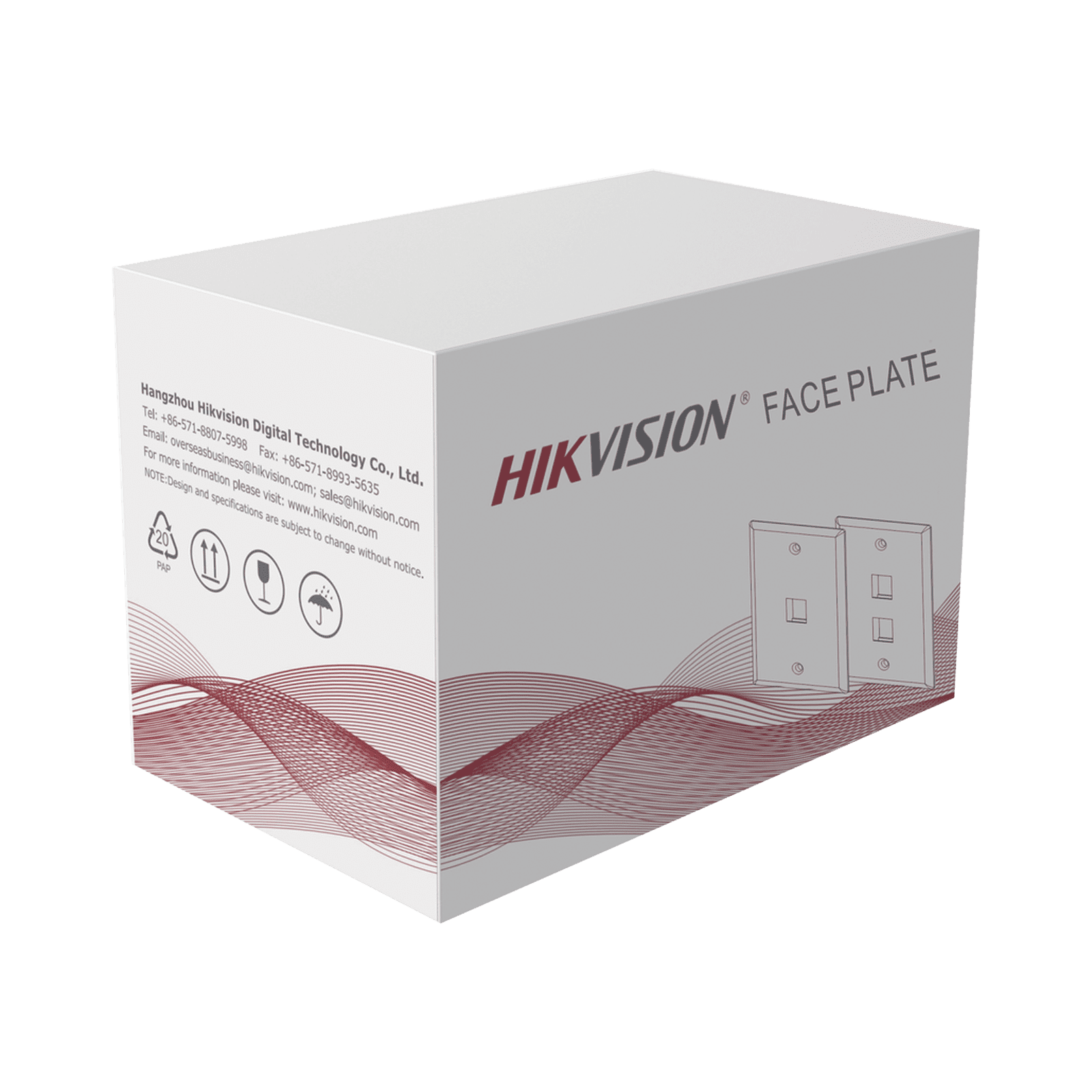 Placa de Pared (Face Plate) / 1 Puerto / Color Blanco / Caja con 20 Piezas / ABS DS-1FPA1-A - HIKVISION