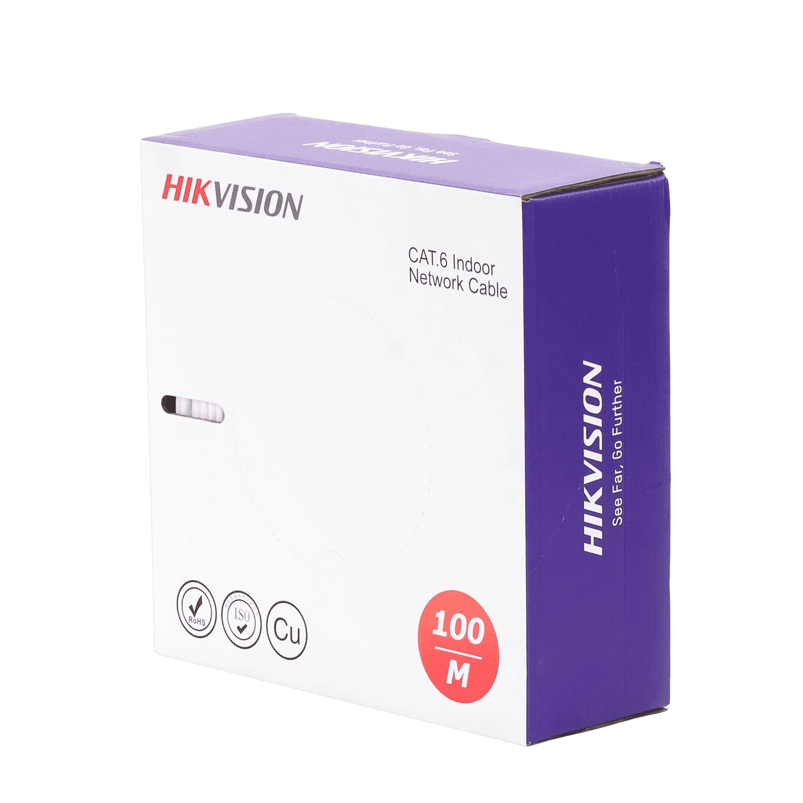 Bobina de Cable UTP 100 Mts / Cat 6 (23 AWG) / Color Blanco / PVC (CM) / Uso en Interior / 100% Cobre / Aplicaciones de CCTV y Redes de Datos DS-1LN6USC0-100 - HIKVISION