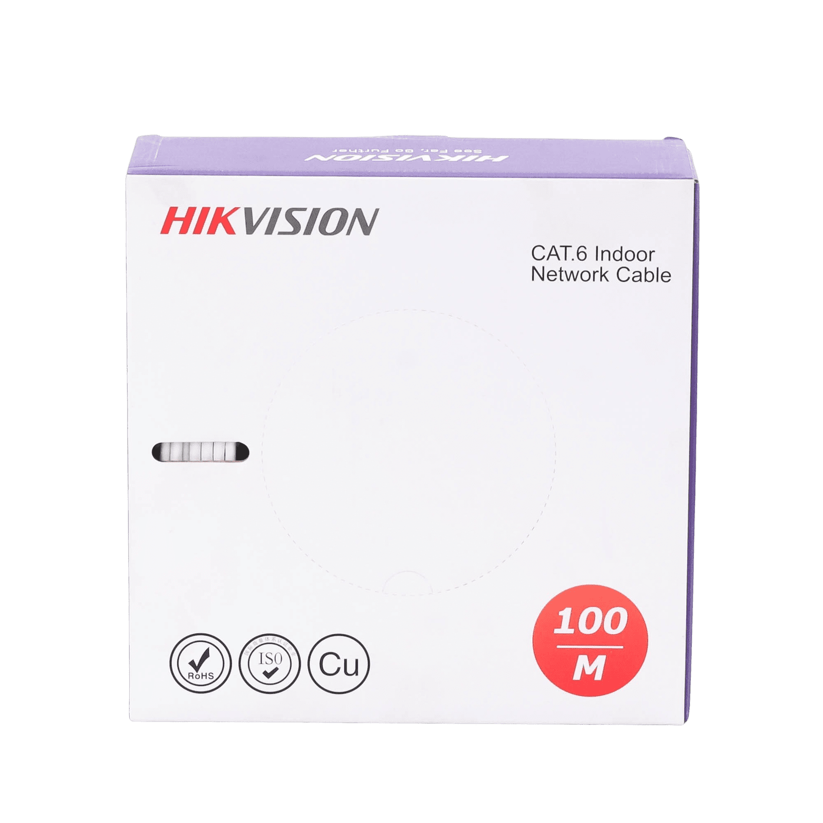 Bobina de Cable UTP 100 Mts / Cat 6 (23 AWG) / Color Blanco / PVC (CM) / Uso en Interior / 100% Cobre / Aplicaciones de CCTV y Redes de Datos DS-1LN6USC0-100 - HIKVISION