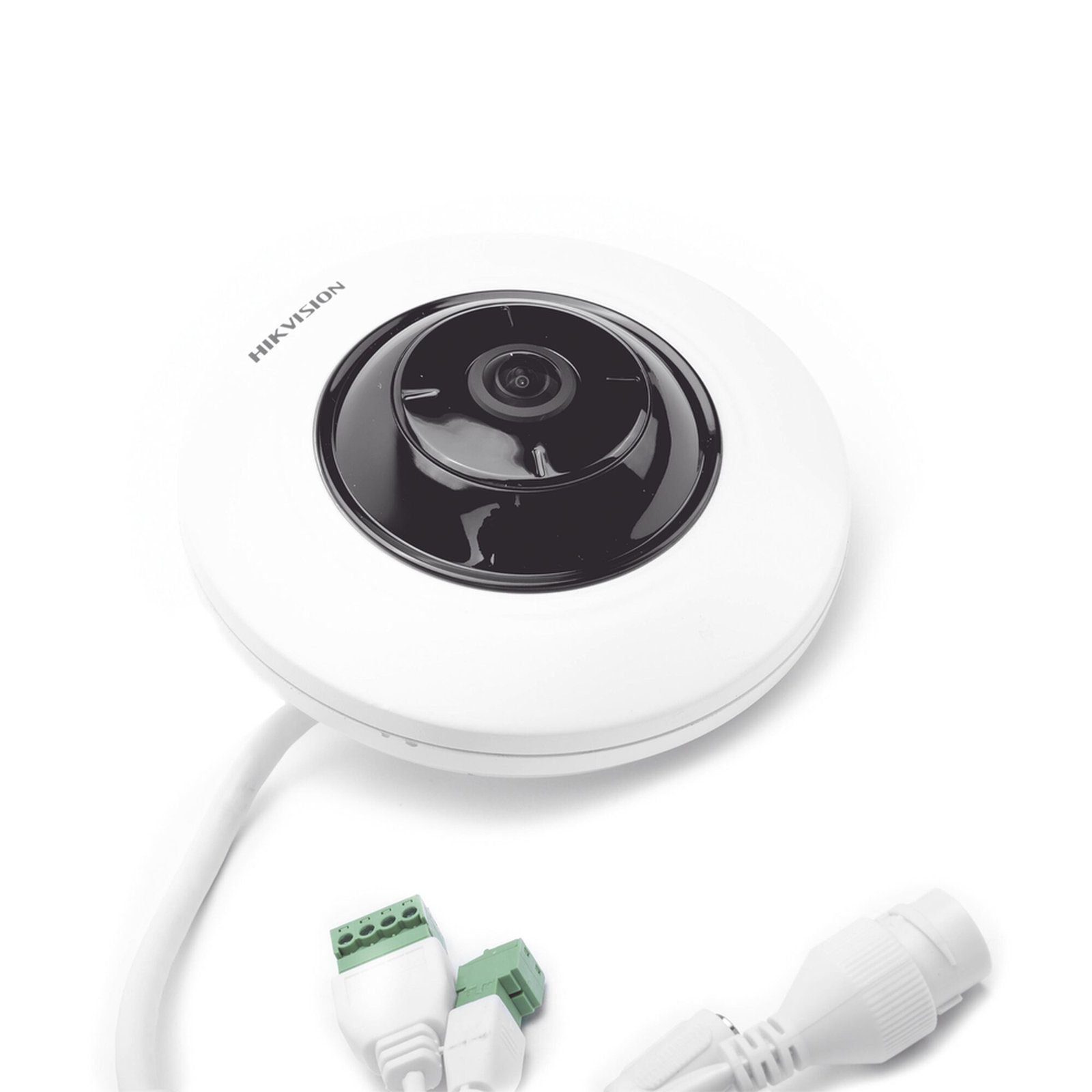 Mini Fisheye IP 5 Megapixel / Panorámica 180° – 360° / Microfono Integrado / 8 mts IR / Uso en Interior / PoE / Múltiples Vistas por iVMS-4200 / Alarmas I/O / Micro SD DS-2CD2955G0-ISU - HIKVISION