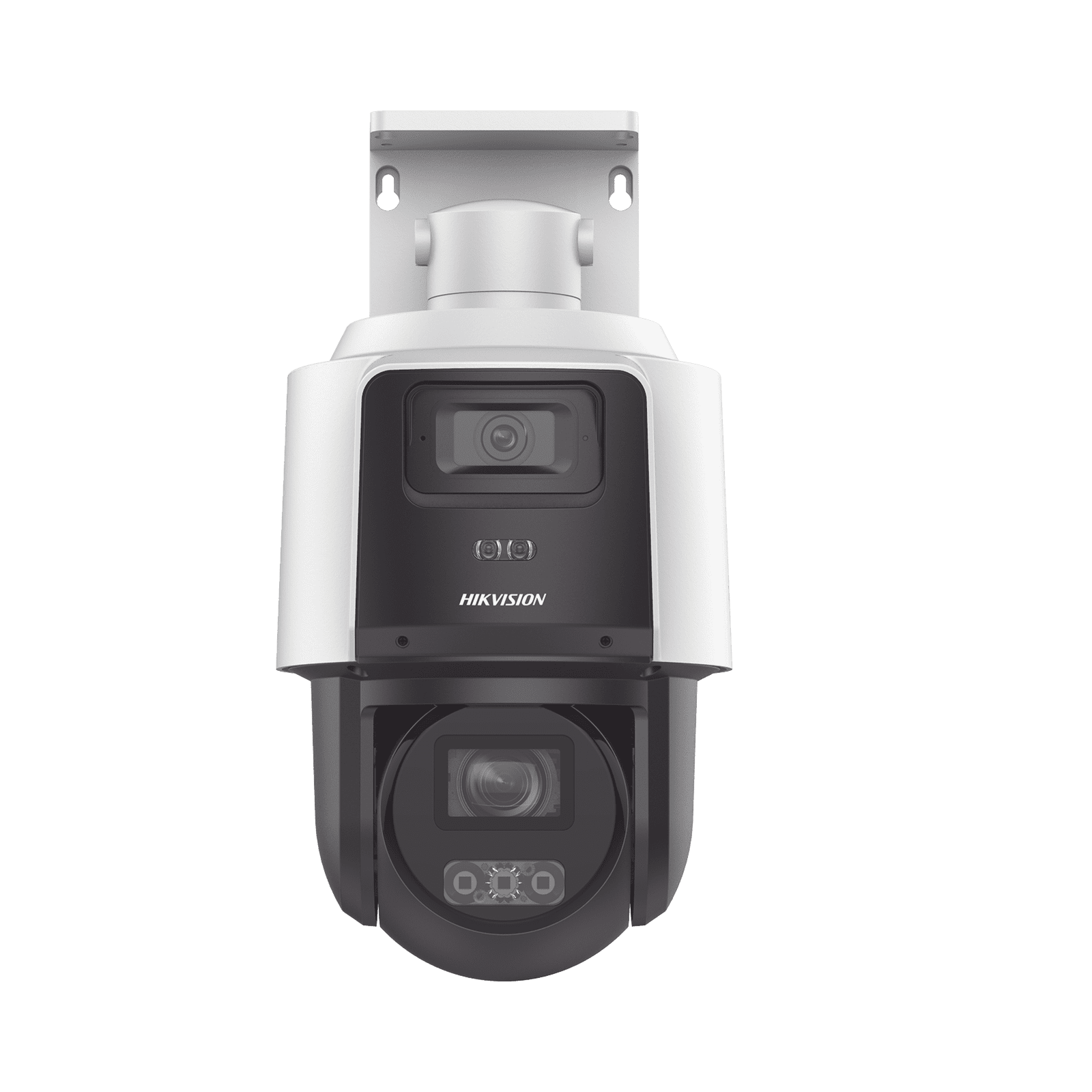 [TandemVu] PTZ IP 4 Megapixel con Cámara Panoramica 4 Megapixel / 4X Zoom / Dual Light (40 mts IR + 30 mts Luz Blanca) / ACUSENSE / IP66  / PoE+ / DARKFIGHTER / Micro SD / Incluye Base para Techo o Pared DS-2SE3C404MWG-E/14 - HIKVISION