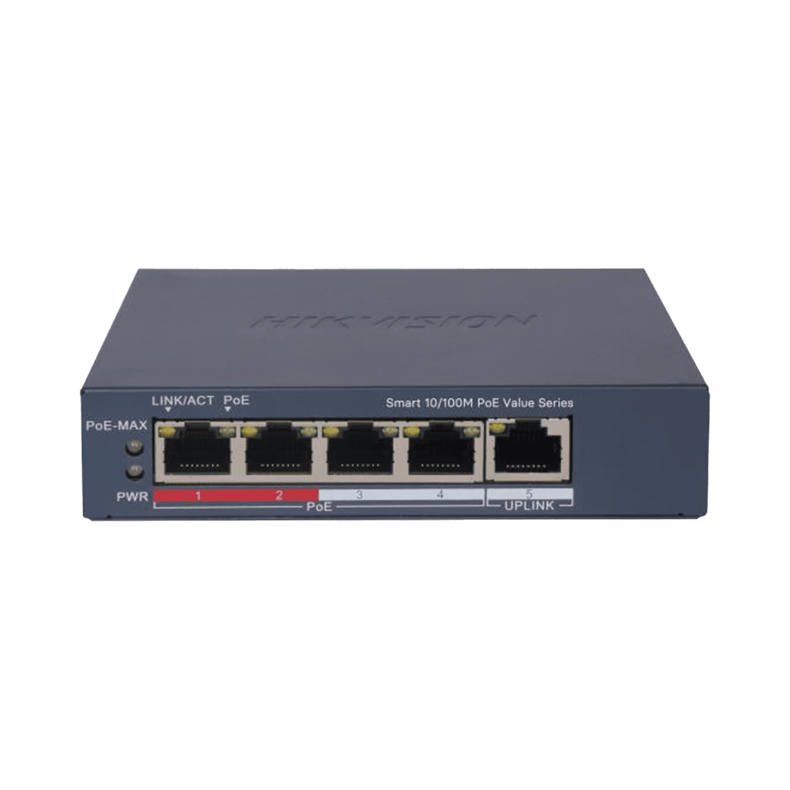 Switch PoE+ / Administrable / 4 Puertos 10/100 Mbps PoE+ / 1 Puerto 10/100 Mbps Uplink / Configuración Nube Hik-PartnerPro / Modo Extendido hasta 300 Metros / 45 W DS-3E1105P-EI/M - HIKVISION