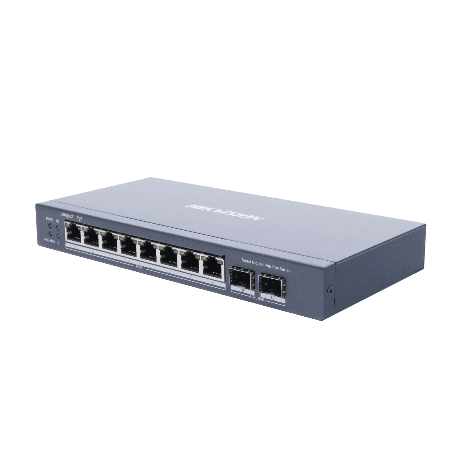 Switch Gigabit PoE+ / Administrable / 8 Puertos Gigabit PoE+ / 2 Puertos SFP / Configuración Nube Hik-Partner Pro / Modo Extendido hasta 300 Metros / 110 W DS-3E1510P-SI - HIKVISION