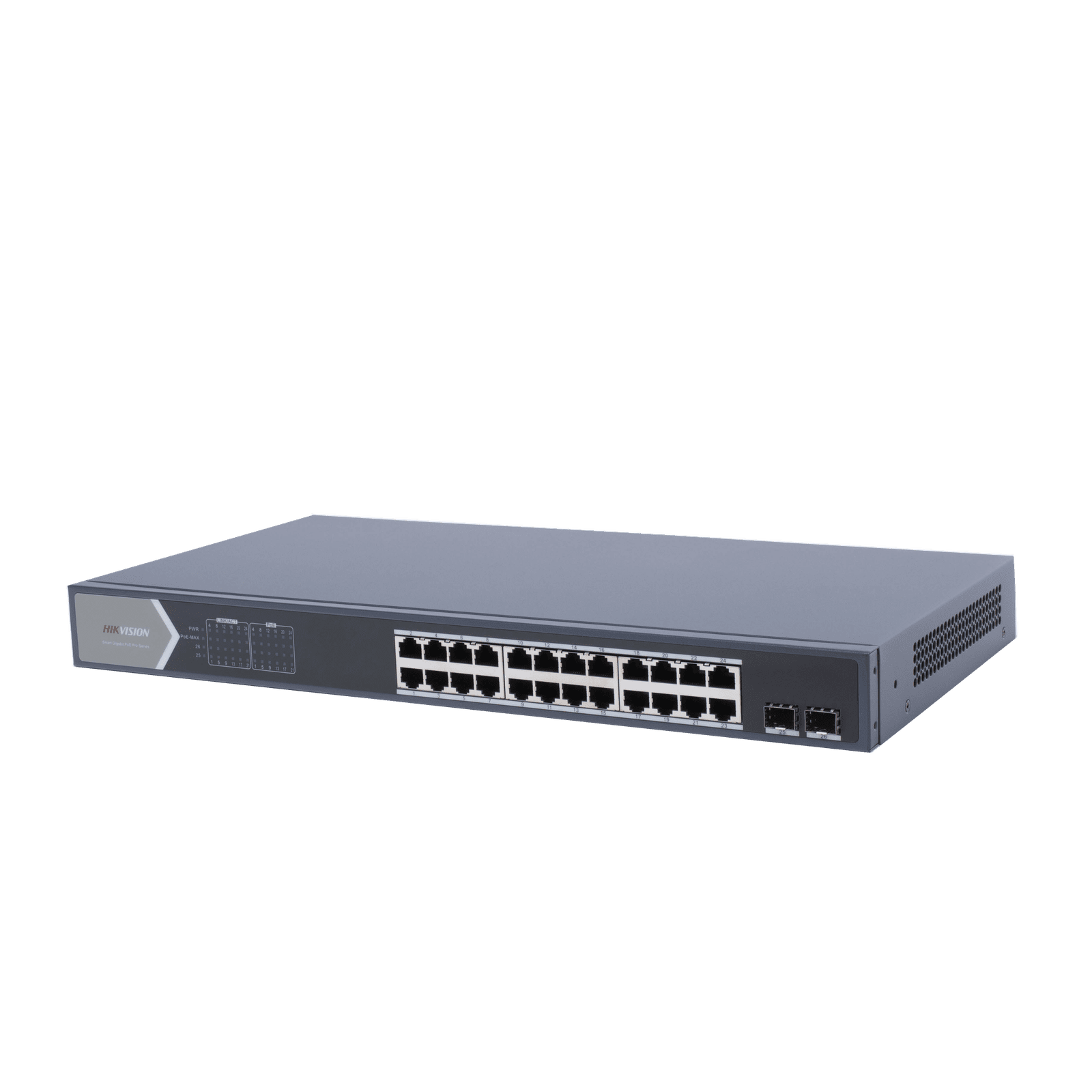 Switch Gigabit PoE+ / Administrable / 24 Puertos 1000 Mbps PoE+ / 2 Puertos SFP / Configuración Remota desde Hik-PartnerPro / PoE Extendido 250 Metros / 370 Watts DS-3E1526P-SI - HIKVISION