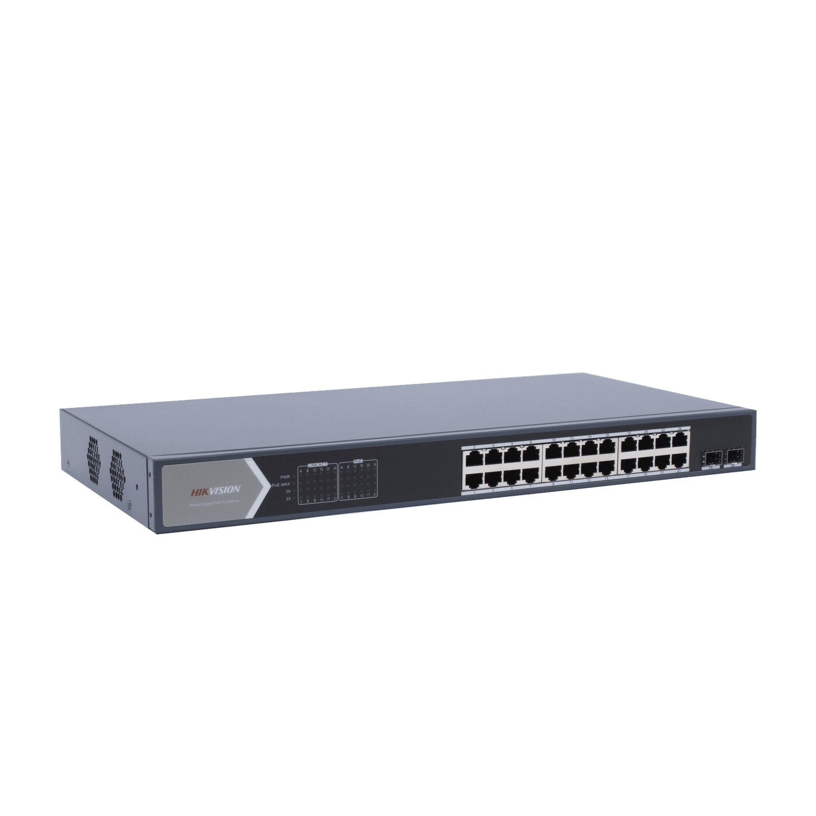 Switch Gigabit PoE+ / Administrable / 24 Puertos 1000 Mbps PoE+ / 2 Puertos SFP / Configuración Remota desde Hik-PartnerPro / PoE Extendido 250 Metros / 370 Watts DS-3E1526P-SI - HIKVISION