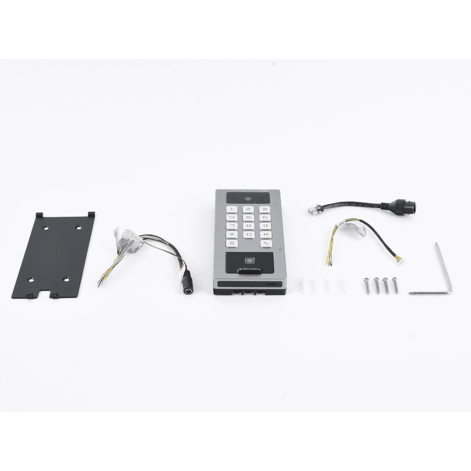 Lector Biometrico con Teclado para Exterior Antivandálico IP65 & IK09 con función de Videoportero Multiapartamento / Huella, Tarjeta, Código QR, PIN o App HikConnect / Cámara 2 MP compatible con NVRs / Soporta biom DS-K1T502DBFWX-C - HIKVISION