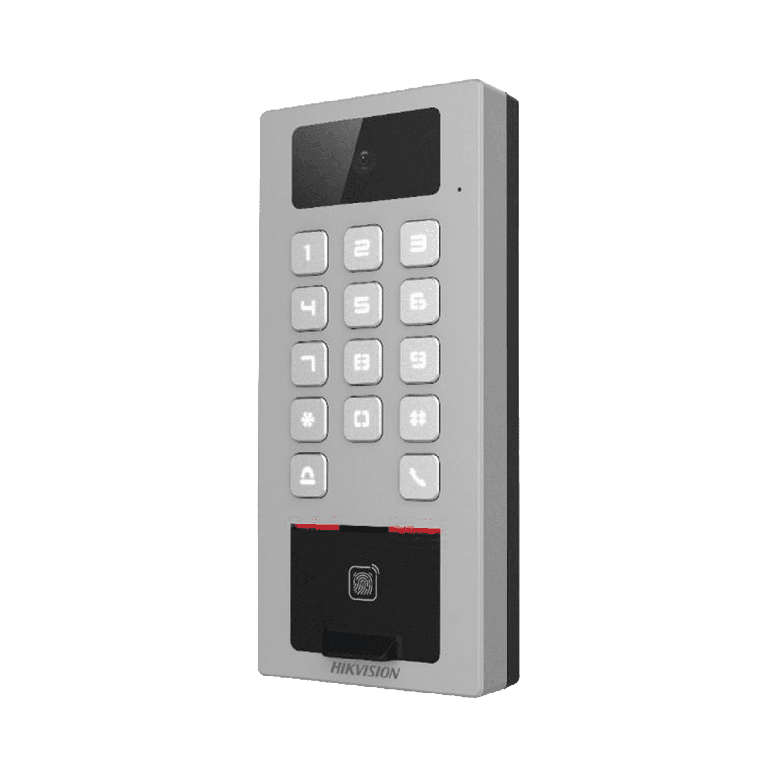 Lector Biometrico con Teclado para Exterior Antivandálico IP65 & IK09 con función de Videoportero Multiapartamento / Huella, Tarjeta, Código QR, PIN o App HikConnect / Cámara 2 MP compatible con NVRs / Soporta biom DS-K1T502DBFWX-C - HIKVISION