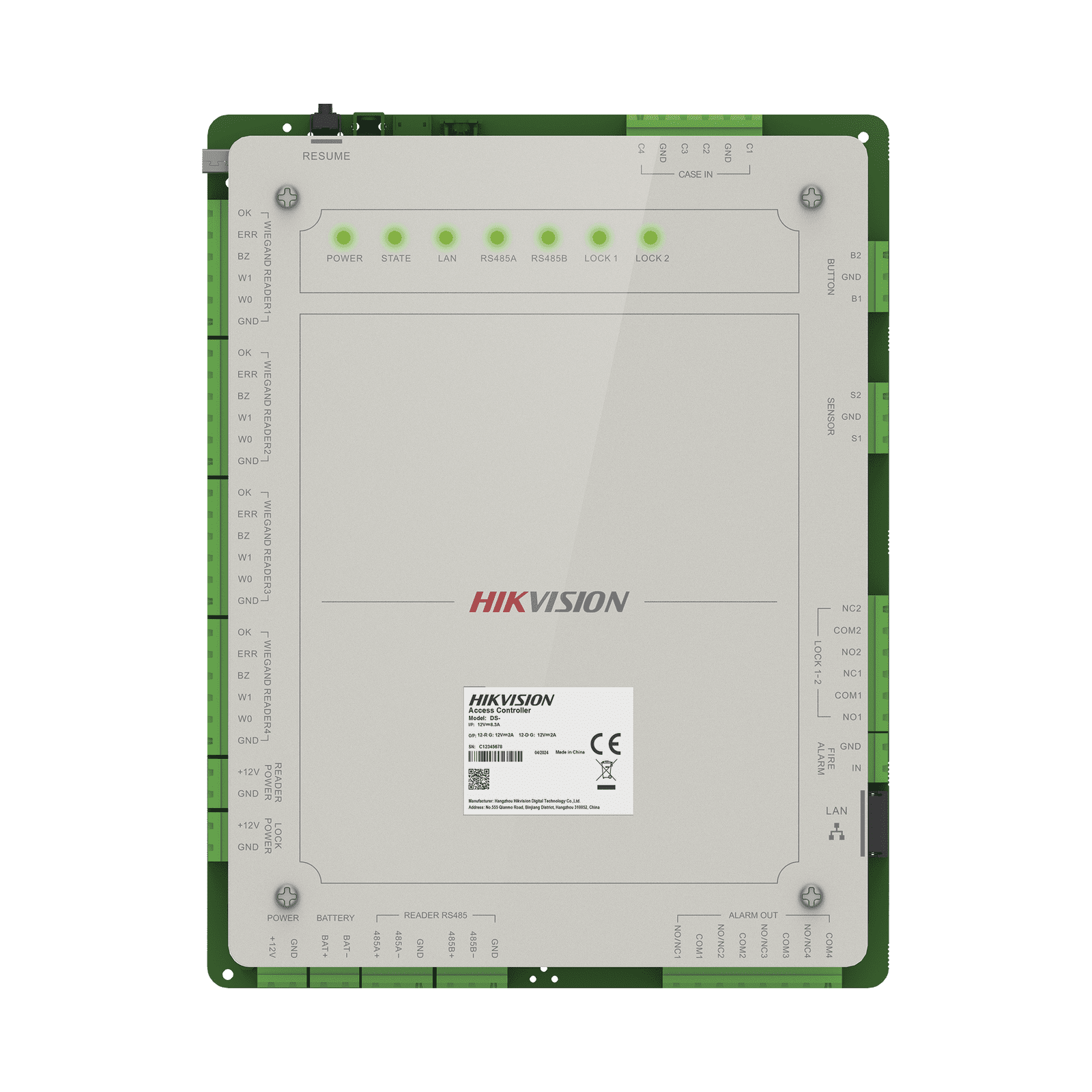 Controlador de Acceso 2 Puertas Administrable en la Nube con Hik-Connect Teams / Interfaz Web / 4 Lectores de Huella o Tarjeta / 100,000 Tarjetas / 10,000 Huellas / Incluye Gabinete y Fuente de Alimentación 12 Vcd 8 A / Soporta Batería de Re DS-K2622X - HIKVISION