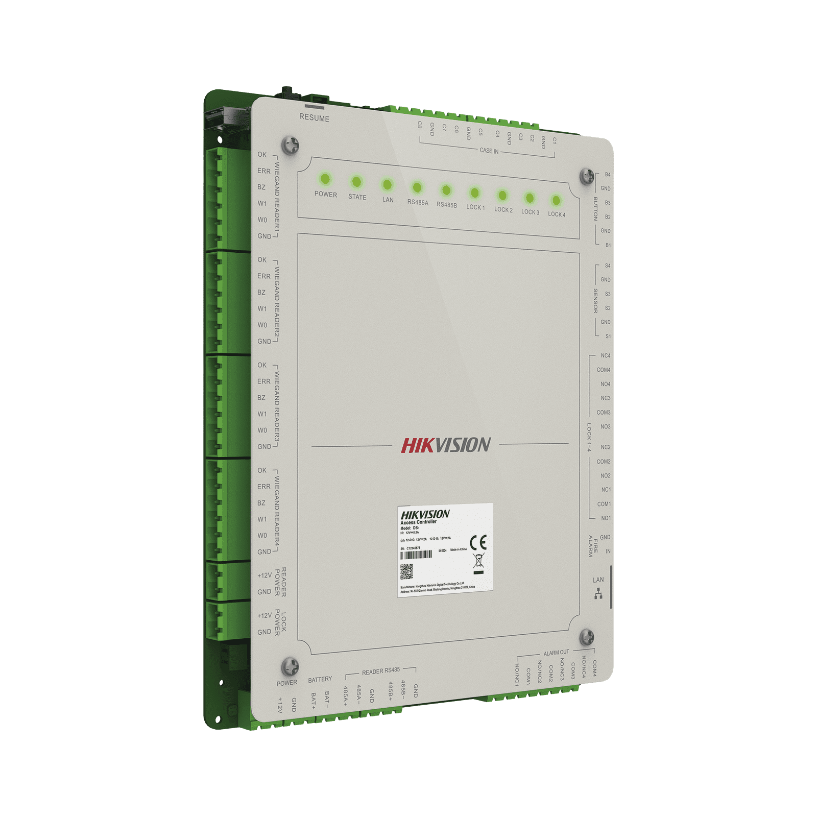 Controlador de Acceso 4 Puertas Administrable en la Nube con Hik-Connect Teams / Interfaz Web / 8 Lectores de Huella o Tarjeta / 100,000 Tarjetas / 10,000 Huellas / Incluye Gabinete y Fuente de Alimentación 12Vcd 8 A / Soporta Batería de Res DS-K2624X - HIKVISION