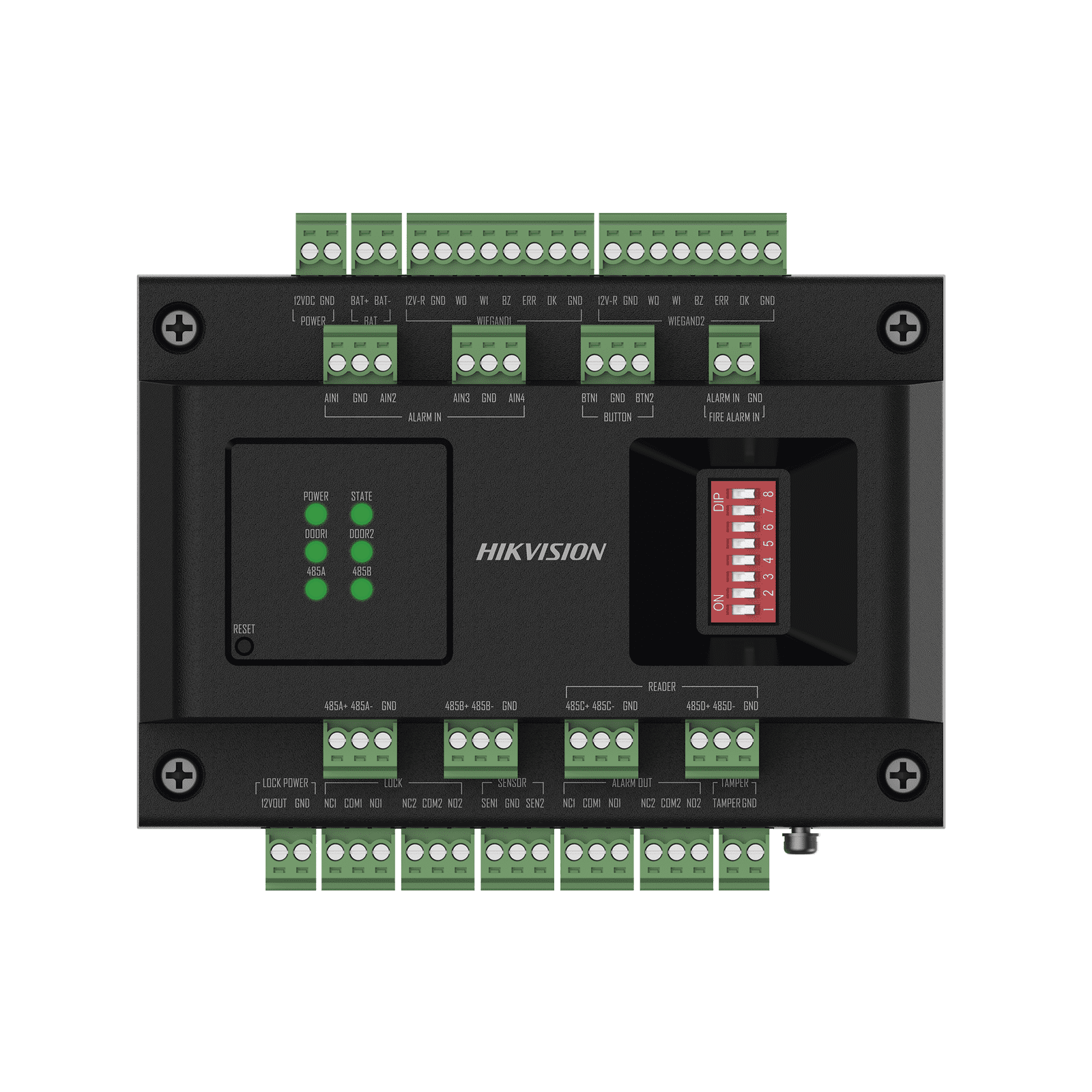 Expansor de 2 Puertas para Paneles de Control de Acceso DS-K27 Series / Comunicación RS-485 / 4 Entradas y 2 Salidas Auxiliares DS-K2M002X - HIKVISION