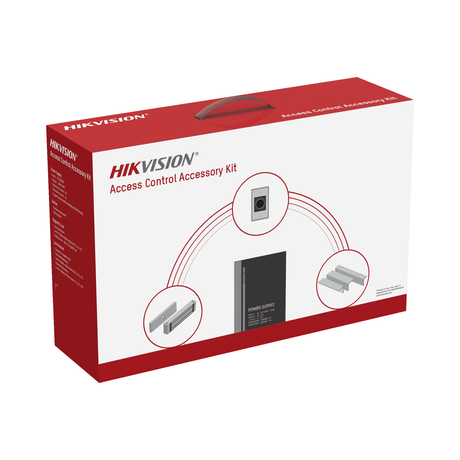 Kit de Accesorios para Ctrl de Acceso / Fuente 12 Vcd 2 A, Botón de Salida y Chapa Magnética 600 Lbs / Para instalación de control de acceso autónomo (Facial Min Moe, Teclados, Lectores de Huella etc) DS-KAS-7M01 - HIKVISION