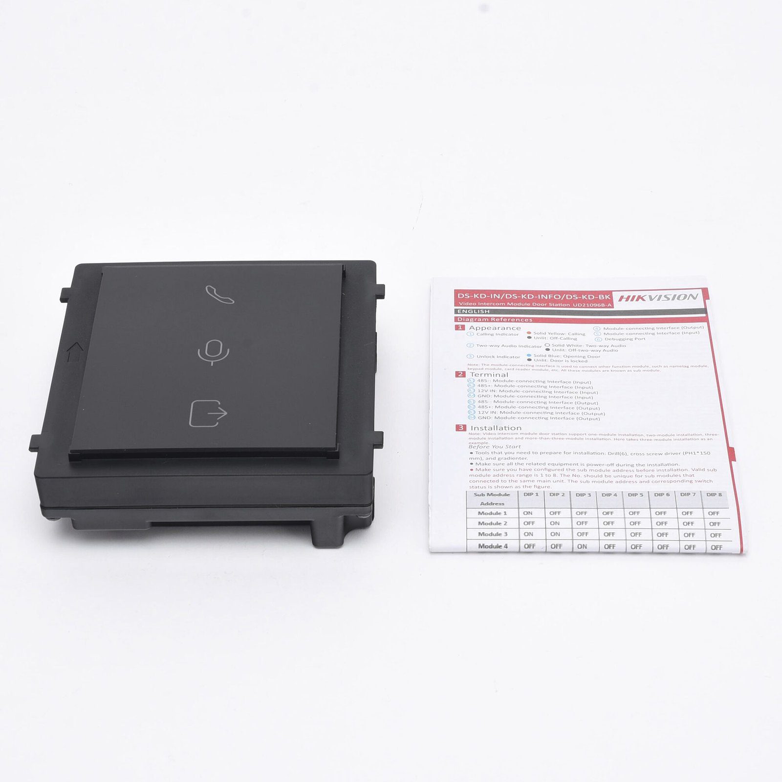 Modulo para Indicar Recepción de Llamada / Apertura de Puerta o Audio Bidireccional en Videoportero IP Modular DS-KD-IN - HIKVISION