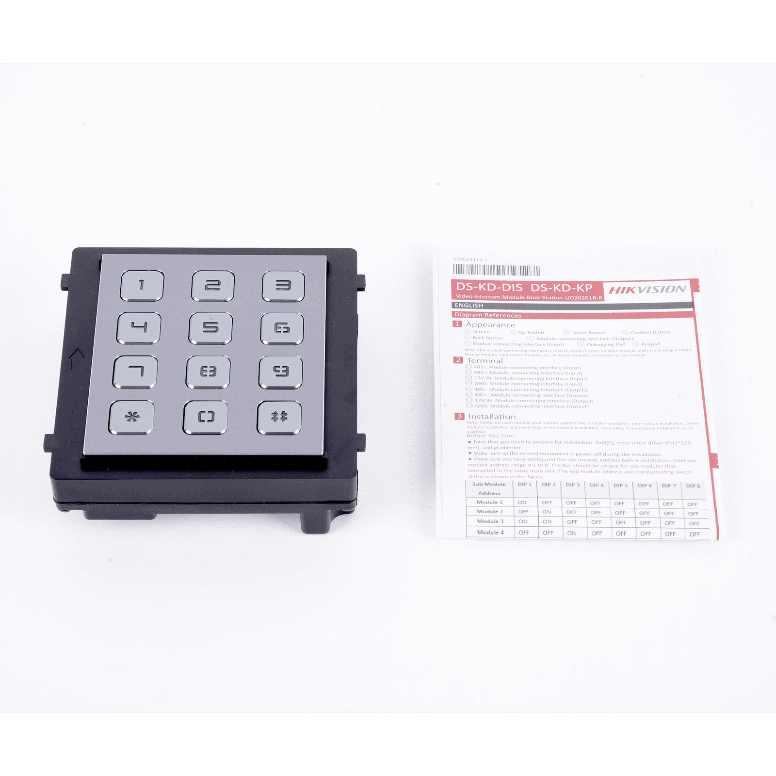 Módulo de Teclado para Frente de Calle Modular / Desbloqueo de Puerta Mediante Código / Llamada a monitor. DS-KD-KP - HIKVISION