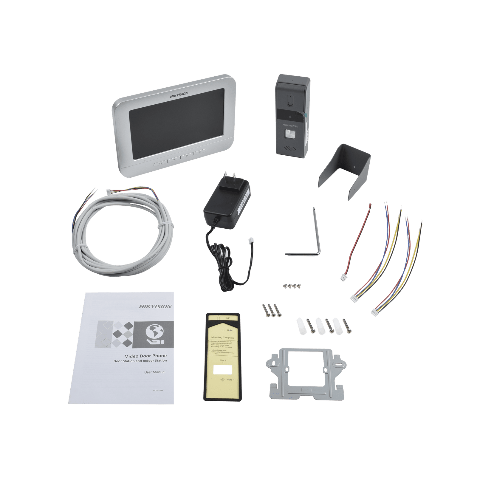 Kit de Videoportero Analógico con Pantalla LCD a Color de 7″ / Frente de Calle para Exterior IP65 / Salida de Relevador DS-KIS203-T - HIKVISION