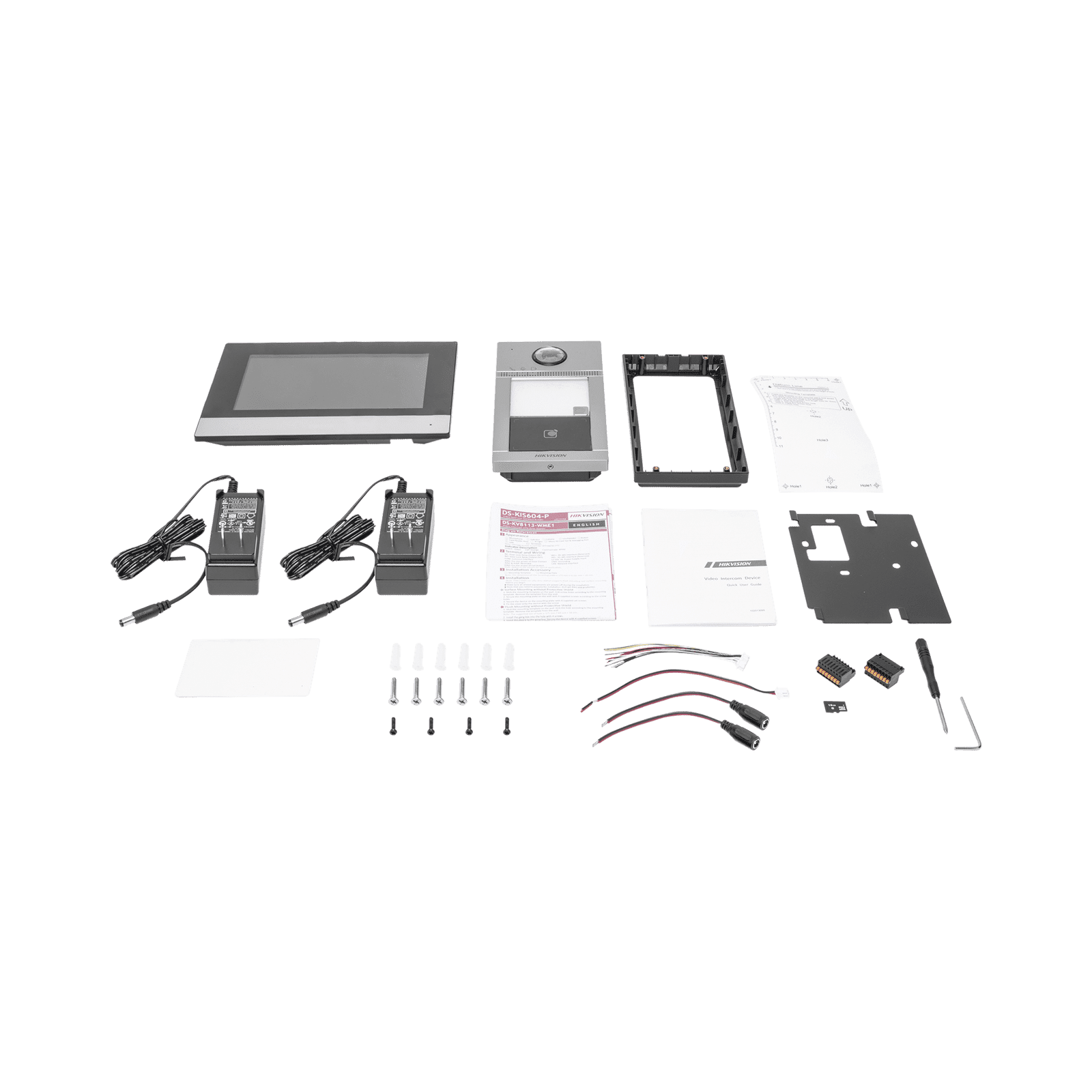 Kit de Videoportero IP PoE Estandar con llamada a App de Smartphone (Hik-Connect) / Apertura con Tarjeta MIFARE / Frente de calle IK08 & IP65 / Soporta 2 puertas DS-KIS604-P(C) - HIKVISION