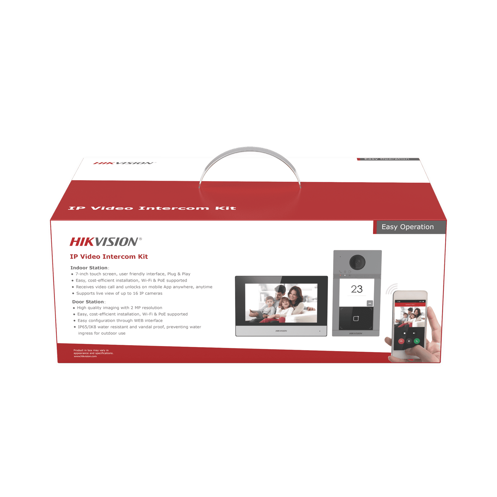 Kit de Videoportero IP PoE Estandar con llamada a App de Smartphone (Hik-Connect) / Apertura con Tarjeta MIFARE / Frente de calle IK08 & IP65 / Soporta 2 puertas DS-KIS604-P(C) - HIKVISION