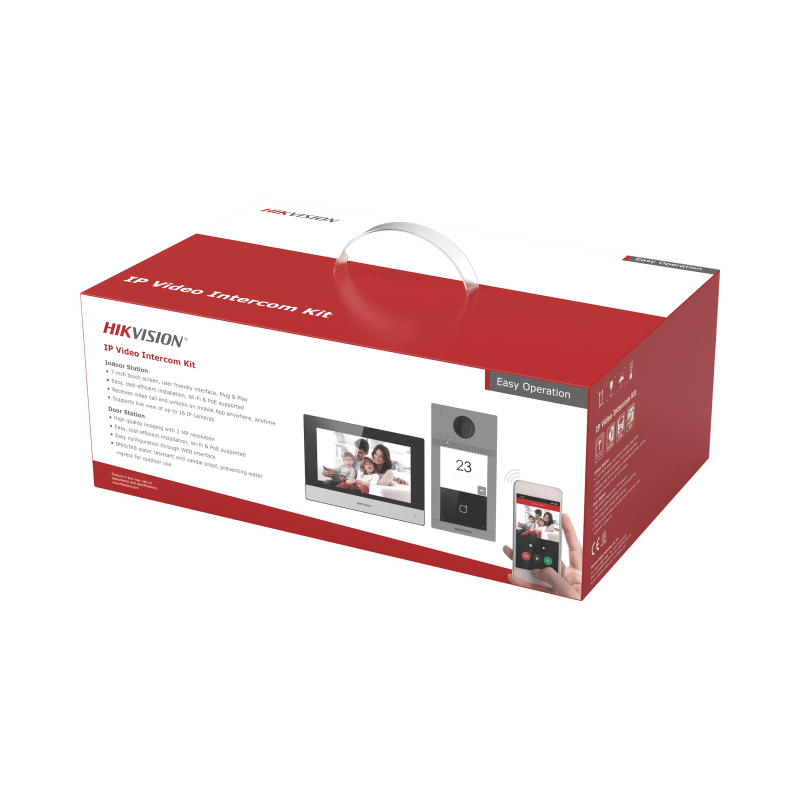 Kit de Videoportero IP PoE Estandar con llamada a App de Smartphone (Hik-Connect) / Apertura con Tarjeta MIFARE / Frente de calle IK08 & IP65 / Soporta 2 puertas DS-KIS604-P(C) - HIKVISION