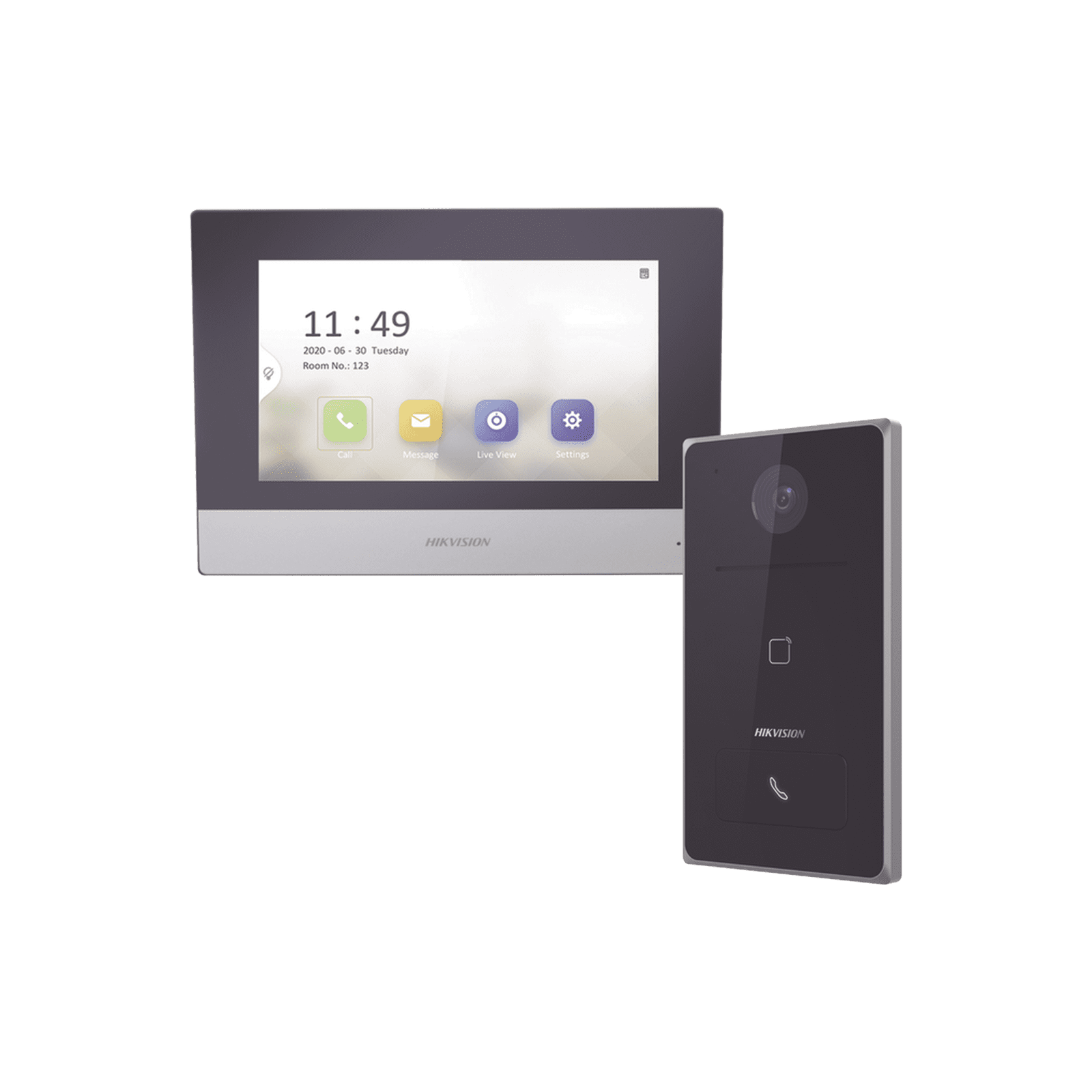 Kit de Videoportero IP / Frente de calle para exterior / 2MP / Lector de Tarjeta MiFARE / Monitor Interior / WiFi / Pantalla de 7″ Touch DS-KIS608-P - HIKVISION
