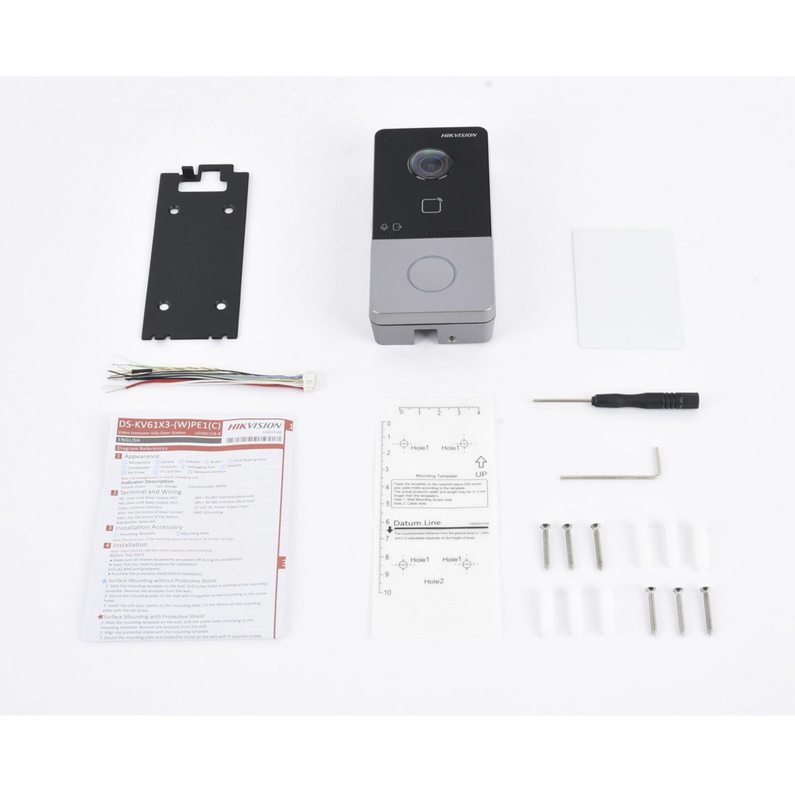 Videoportero IP 2 Megapixel / PoE Estandar / IP65 / Apertura desde Hik-connect / Soporta 1 Departamento y Hasta 6 Monitores / Soporta Tarjetas Mifare / 1 Salida Relay DS-KV6113-PE1(C) - HIKVISION