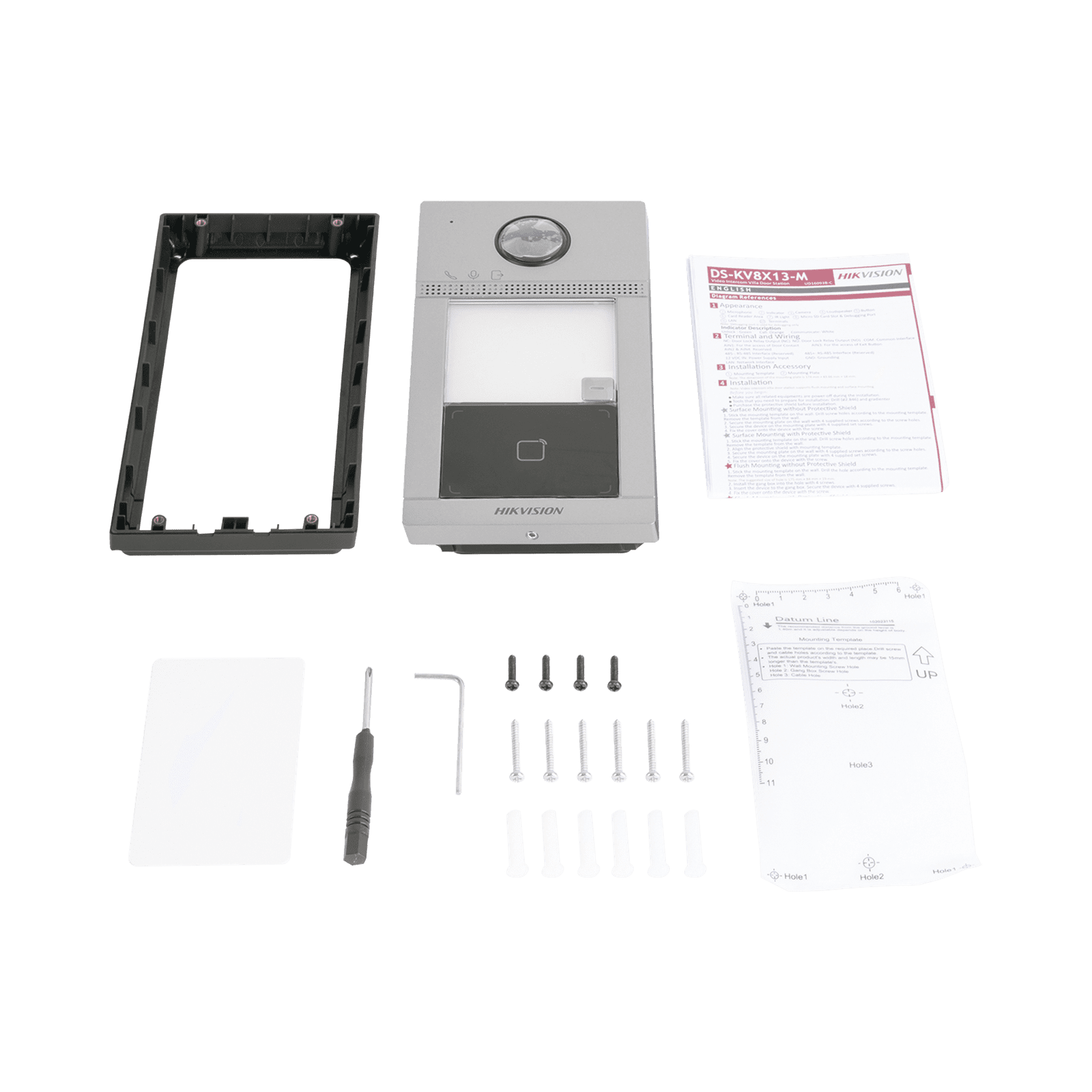Videoportero IP 2 Megapixel / Llamada y Apertura Remota desde App Hik-Connect / PoE / Exterior IP65 + Antivandalico IK08 / 1 Departamento / Apertura con Tarjeta / Soporta 2 Puertas y hasta 6 Monitores DS-KV8113-WME1(C) - HIKVISION