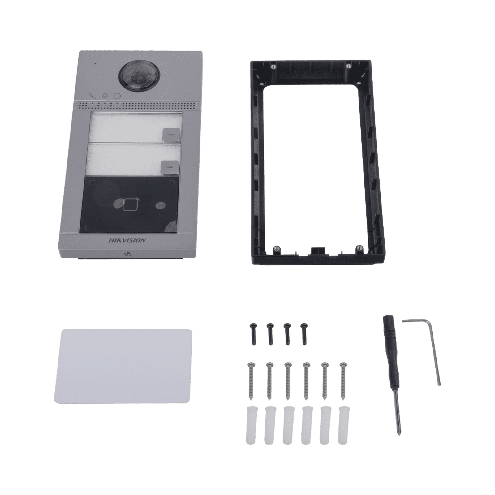Videoportero IP 2 Megapixel / Llamada y Apertura Remota desde App Hik-Connect (requiere monitor) / PoE / Exterior IP65 + Antivandalico IK08 / 2 Departamentos / Apertura con Tarjeta / Soporta 2 Puertas y hasta 6 Monitores DS-KV8213-WME1(C) - HIKVISION