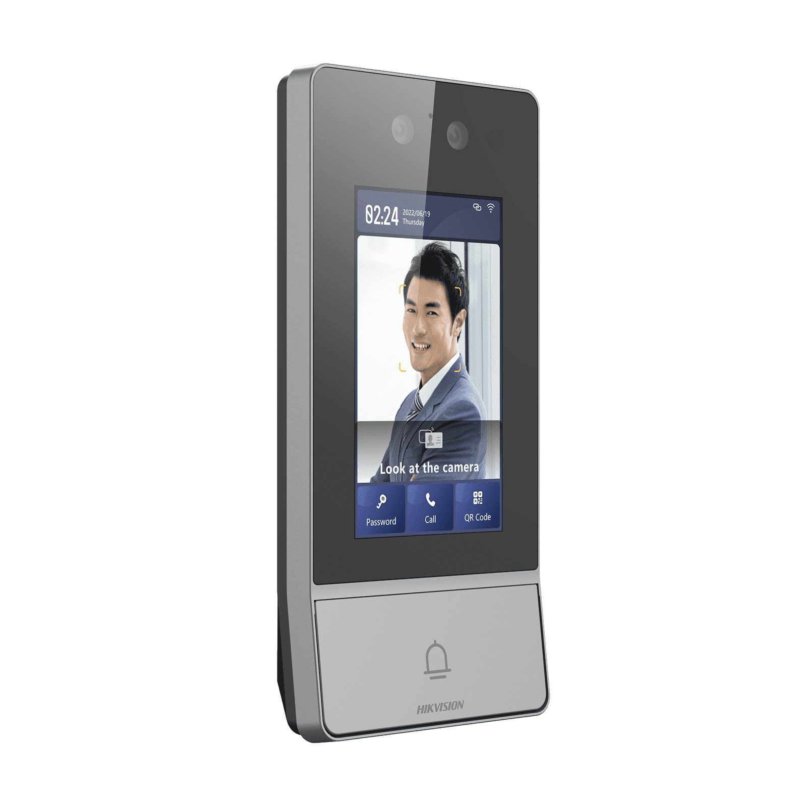 Videoportero IP 2 Megapixel / Llamada y Apertura Remota desde App Hik-Connect / Reconocimiento Facial / Panel touch 4.3″/ Exterior IP65 + Antivandalico IK08 / Botón mecanico de llamada / PoE / 1 Departamento / Apertura con Tarjeta, Codigo PIN DS-KV9503-WBE1 - HIKVISION