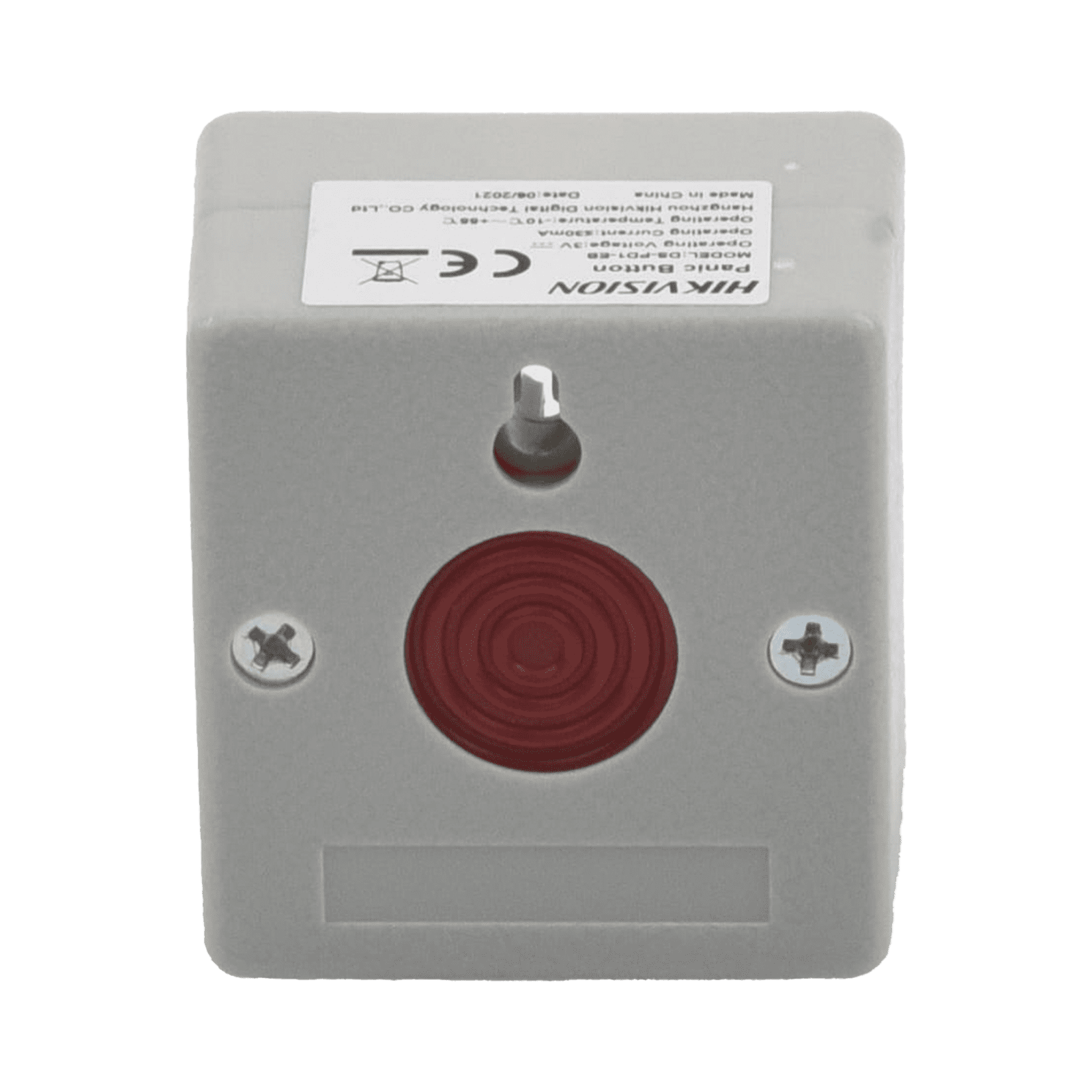 Botón de Pánico Cableado / Compatible con Cualquier Panel de Alarma / LLave de Seguridad / NA/NC / Material Retardante al Fuego (ABS) DS-PD1-EB - HIKVISION